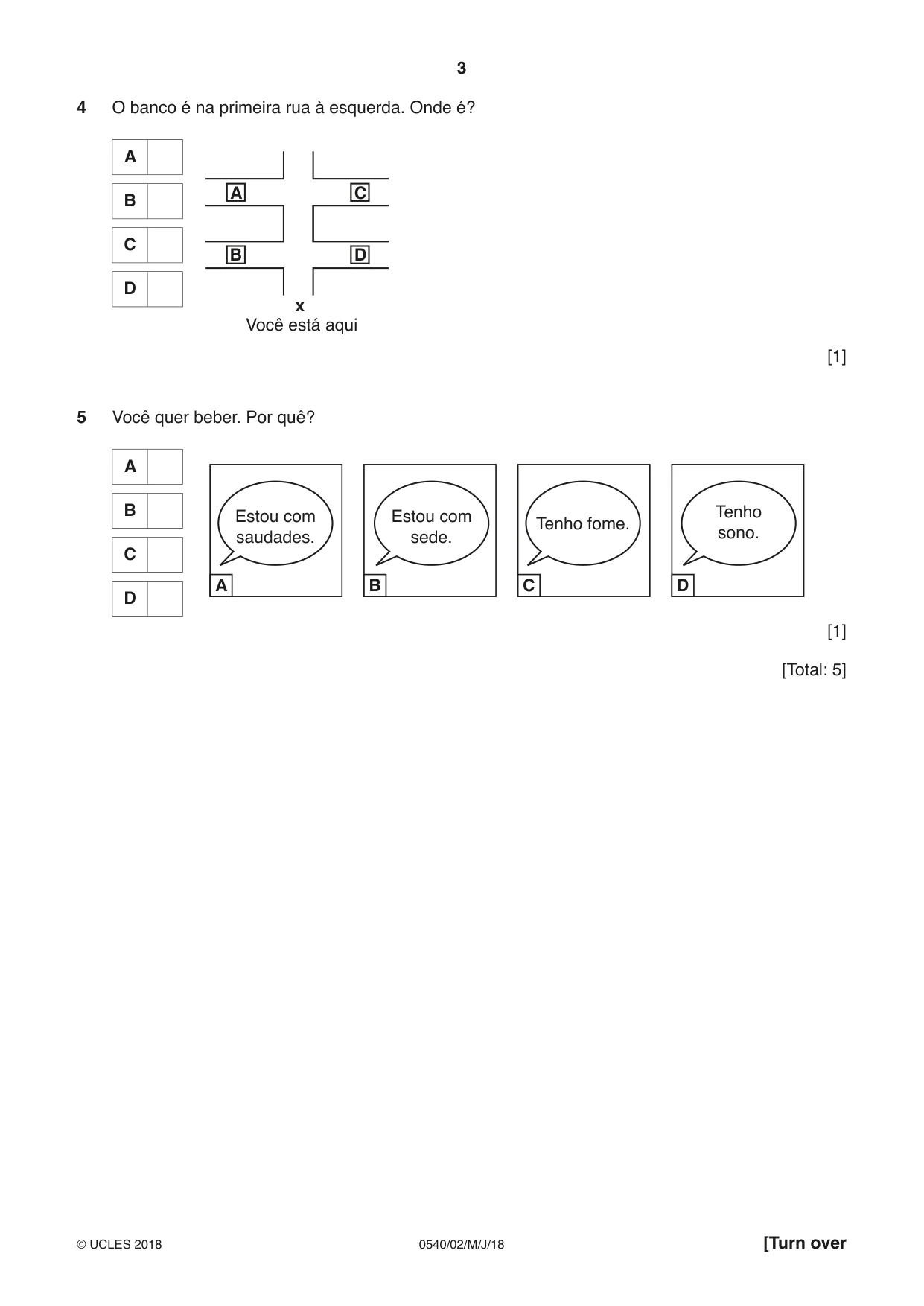 Cambridge IGCSE Portuguese - Foreign Language 0540 2018 May/June Paper 2 · Variant 0 question paper, page 3 of 16