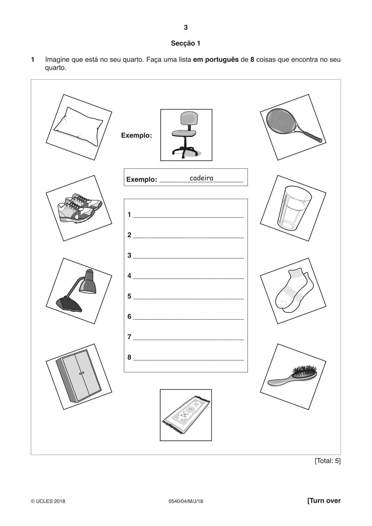 Cambridge IGCSE Portuguese - Foreign Language 0540 2018 May/June Paper 4 · Variant 0 question paper, page 3 of 8