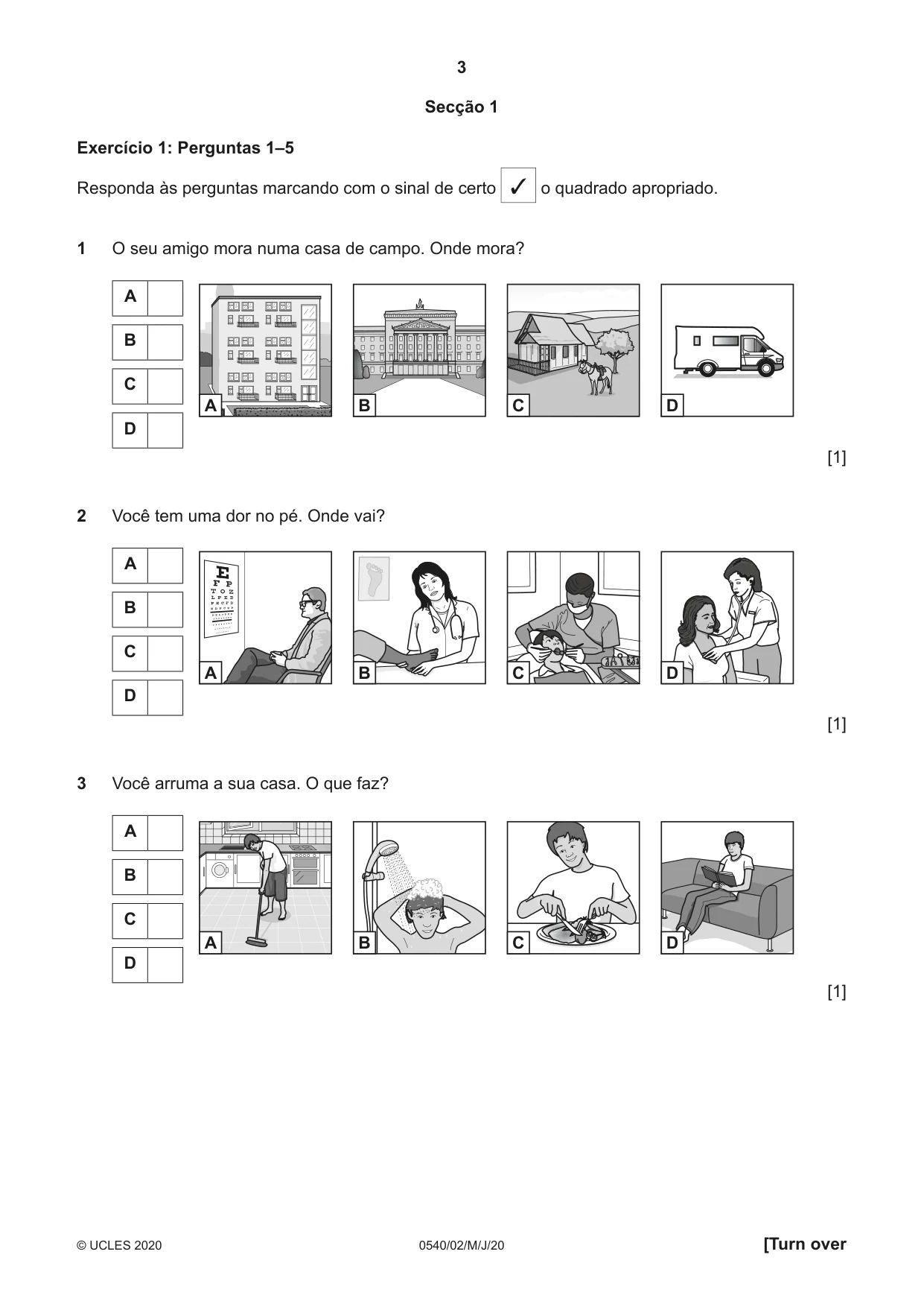 Cambridge IGCSE Portuguese - Foreign Language 0540 2020 May/June Paper 2 · Variant 0 question paper, page 3 of 16
