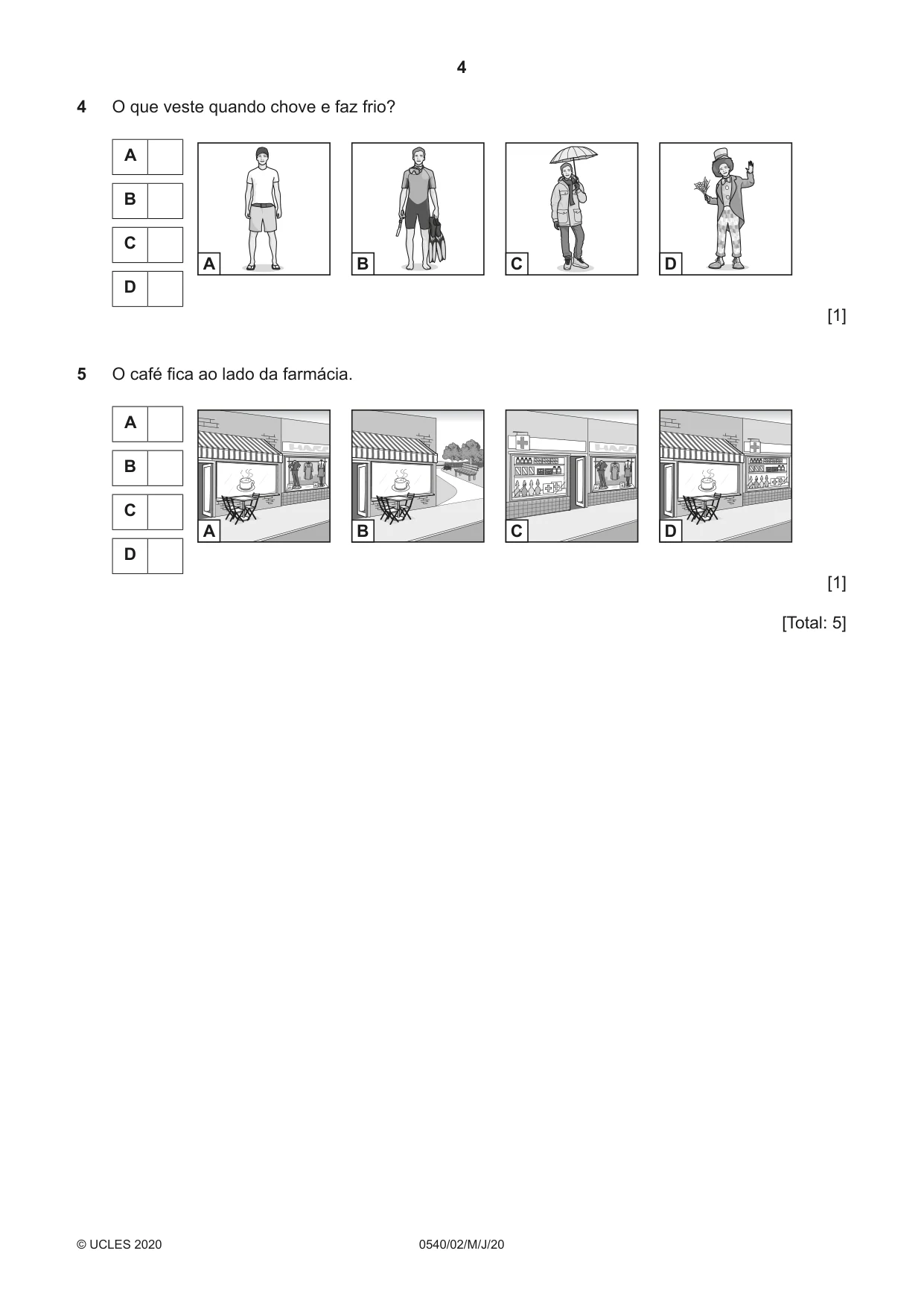 Cambridge IGCSE Portuguese - Foreign Language 0540 2020 May/June Paper 2 · Variant 0 question paper, page 4 of 16