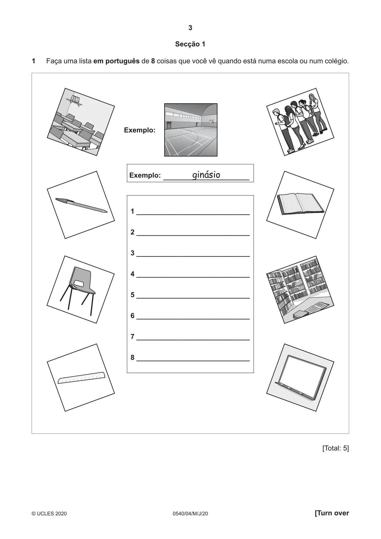 Cambridge IGCSE Portuguese - Foreign Language 0540 2020 May/June Paper 4 · Variant 0 question paper, page 3 of 8