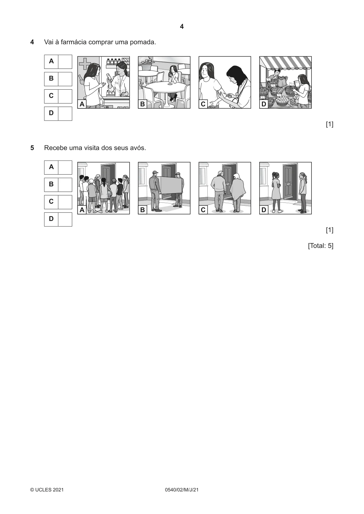 Cambridge IGCSE Portuguese - Foreign Language 0540 2021 May/June Paper 2 · Variant 0 question paper, page 4 of 16