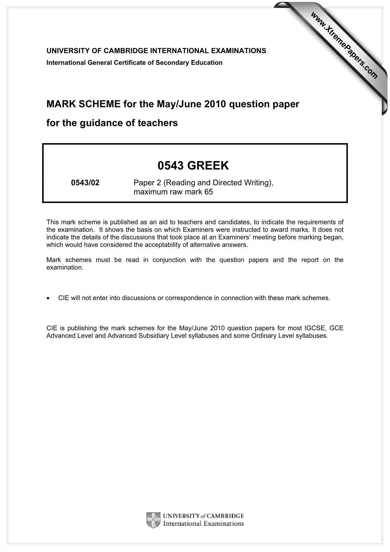 Mark scheme, page 1 of 10