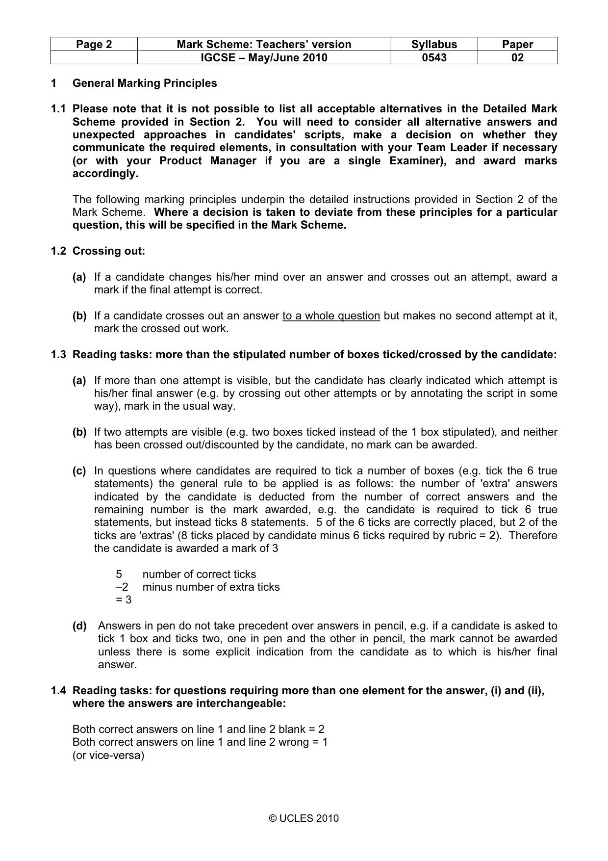 Mark scheme, page 2 of 10
