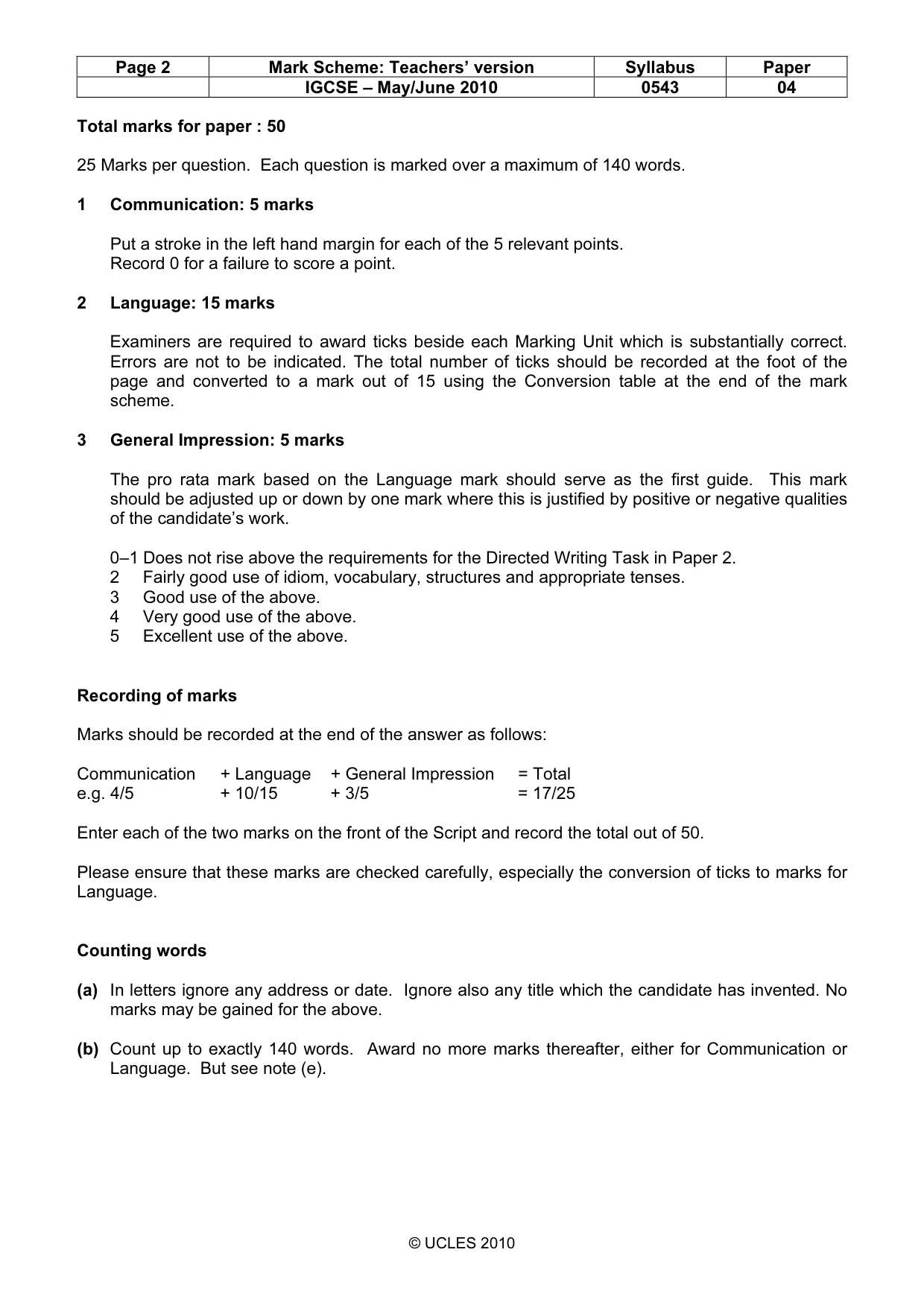 Mark scheme, page 2 of 19