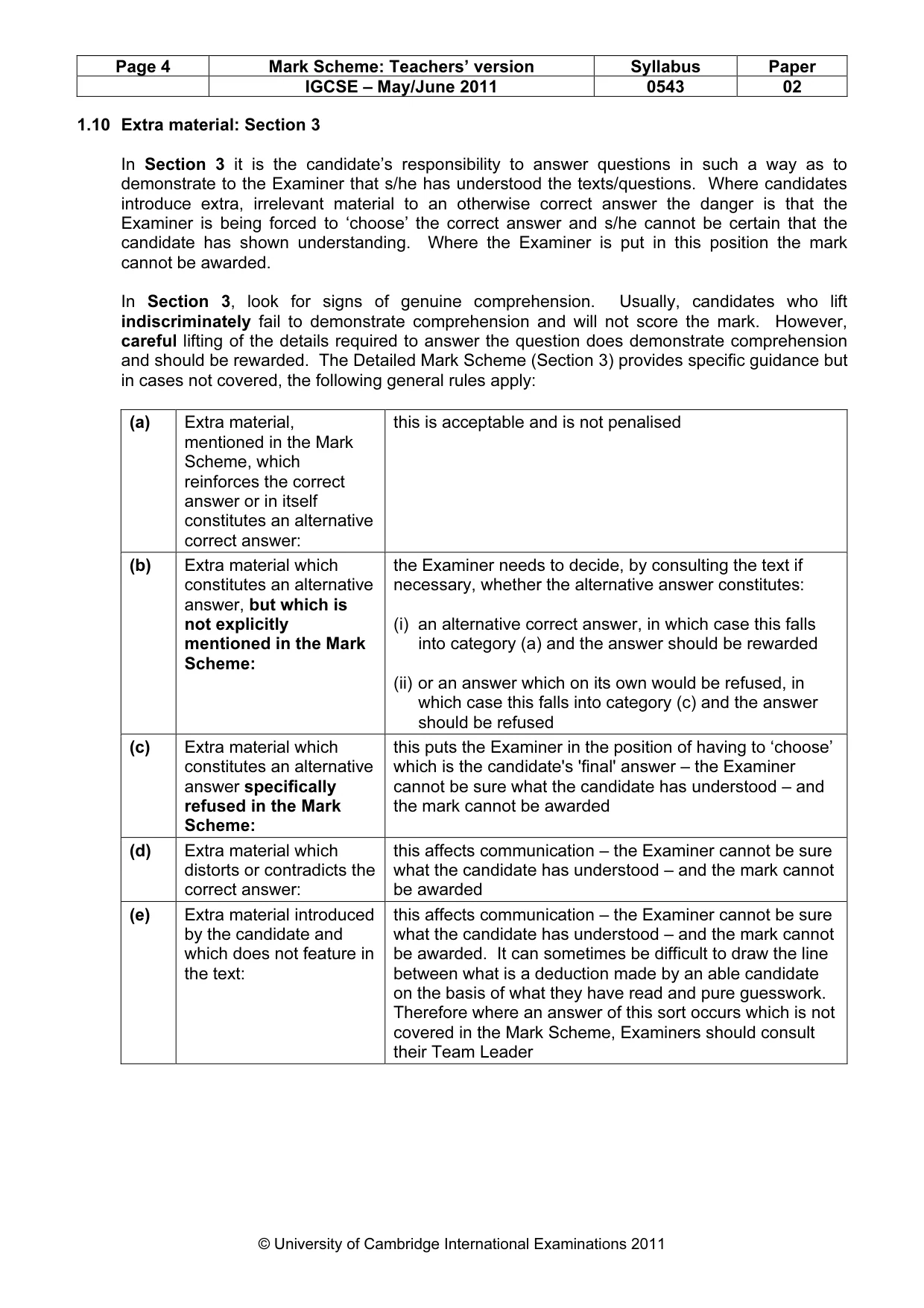 Mark scheme, page 4 of 10