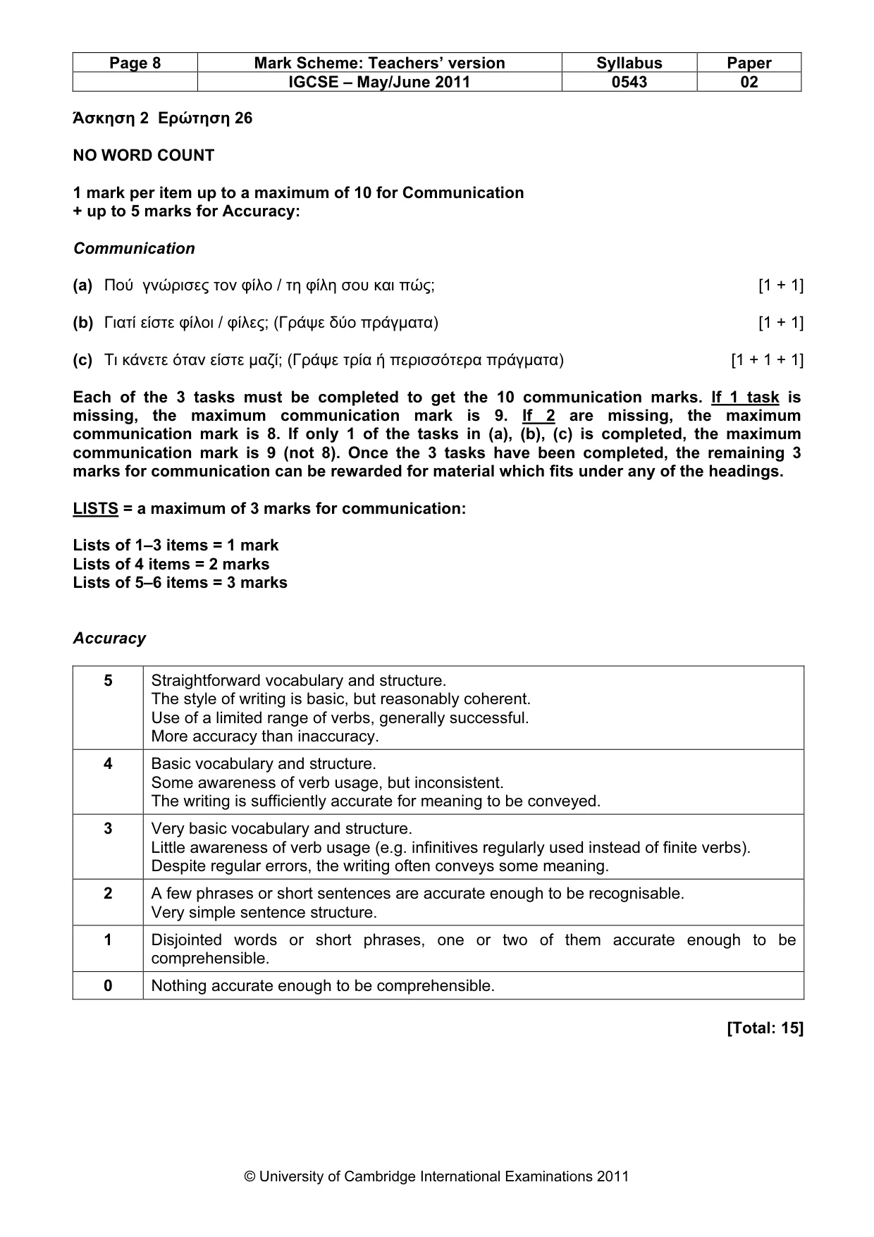 Mark scheme, page 8 of 10