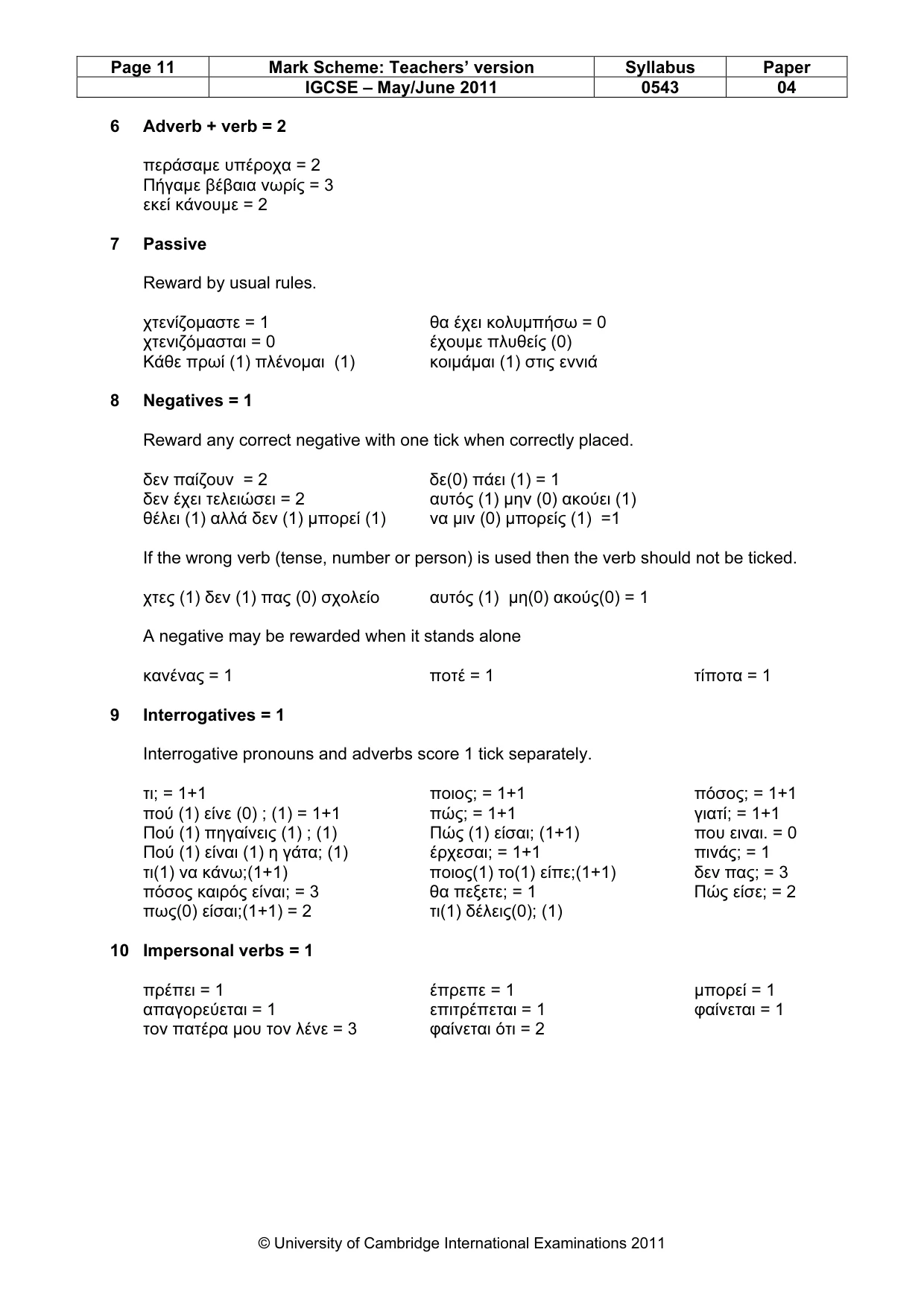 Mark scheme, page 11 of 19
