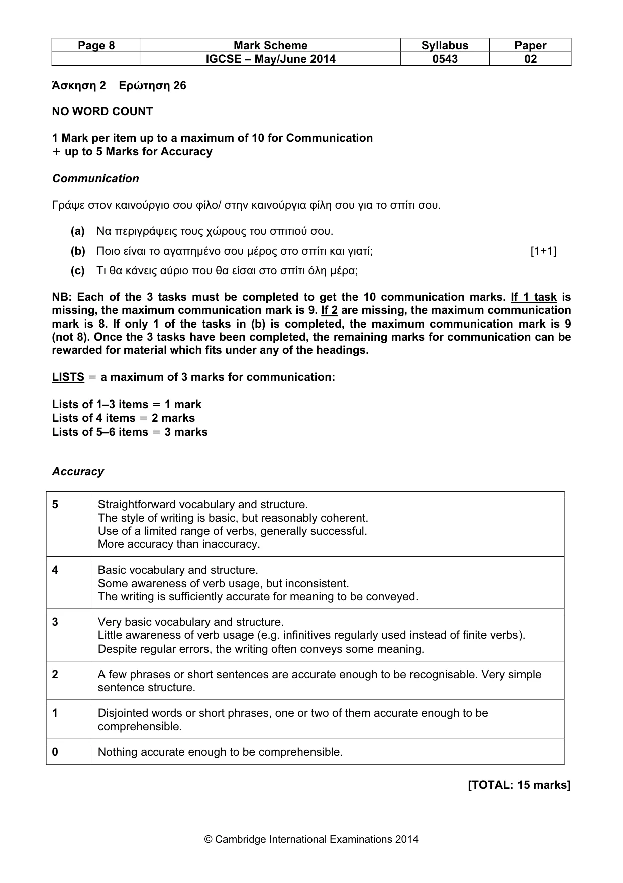 Mark scheme, page 8 of 11