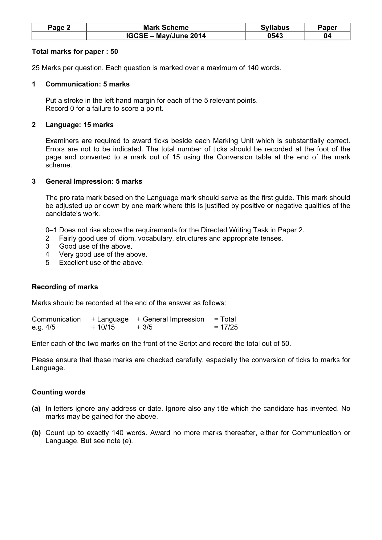 Mark scheme, page 2 of 19