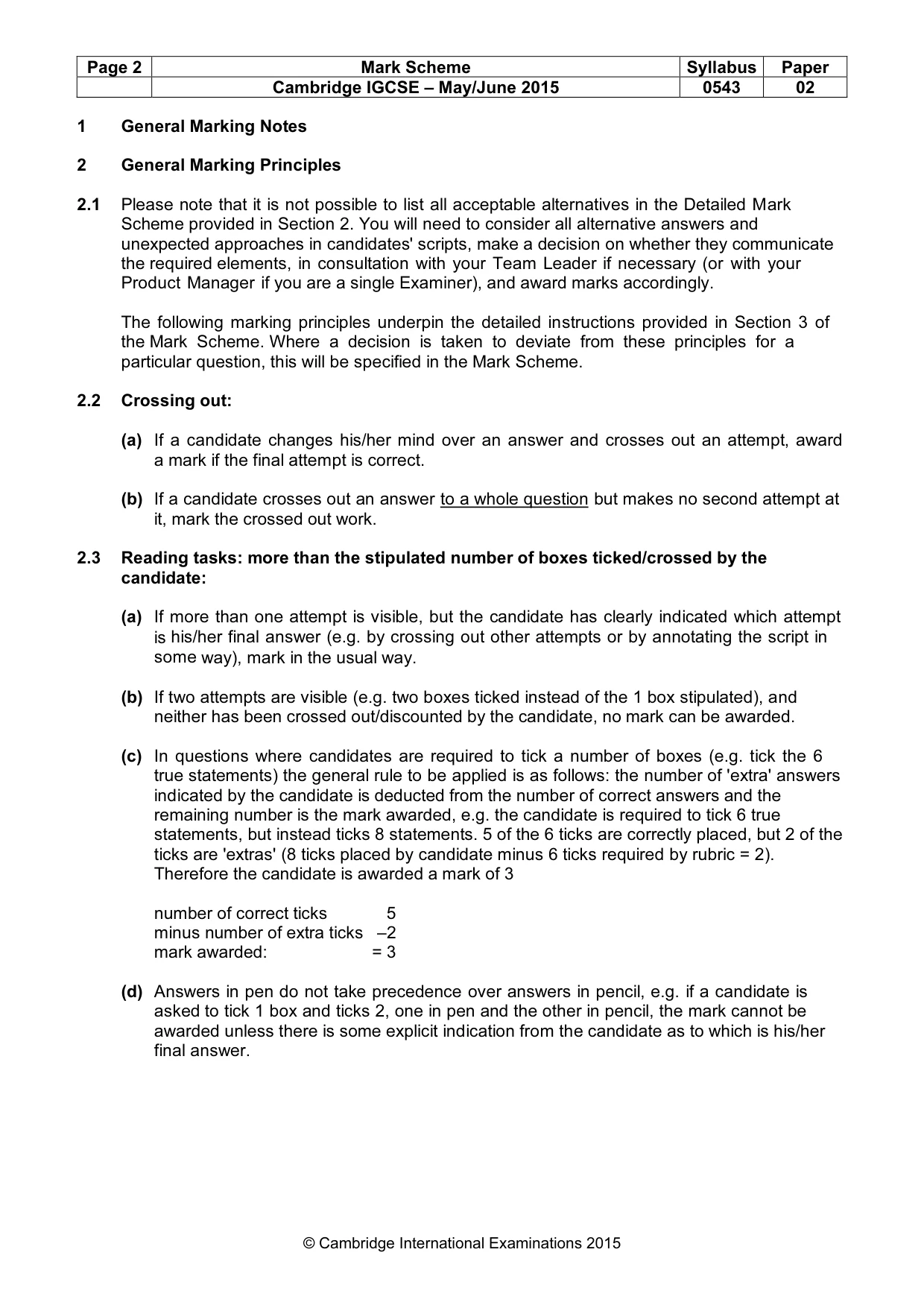 Mark scheme, page 2 of 9