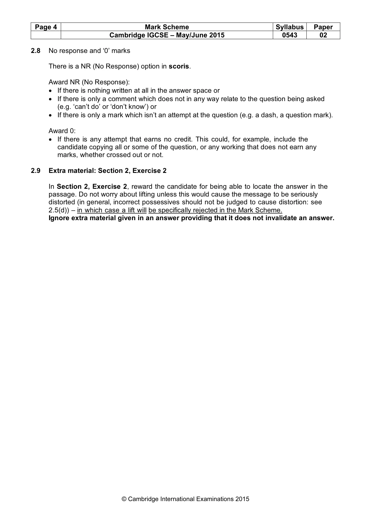 Mark scheme, page 4 of 9