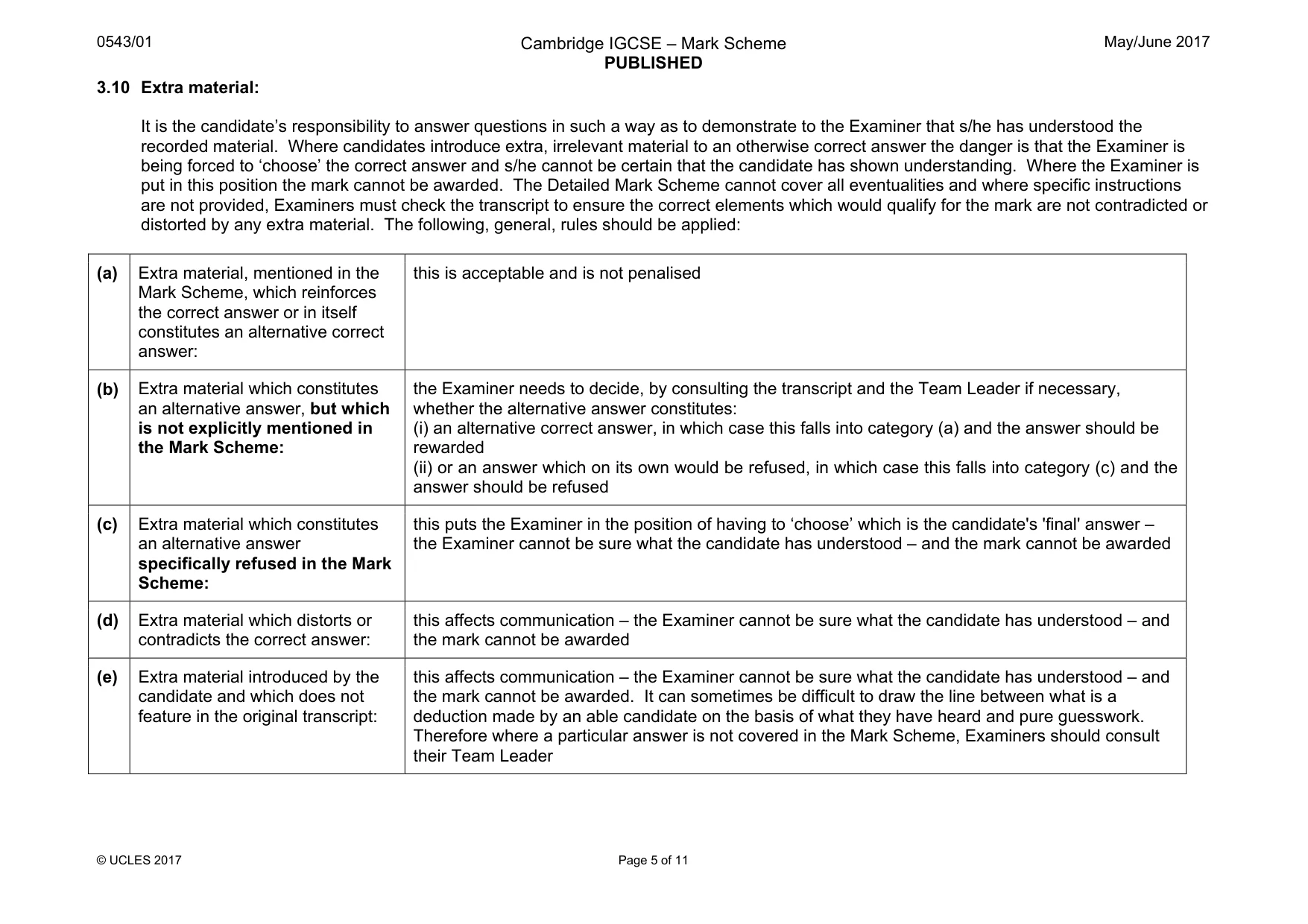 Mark scheme, page 5 of 11
