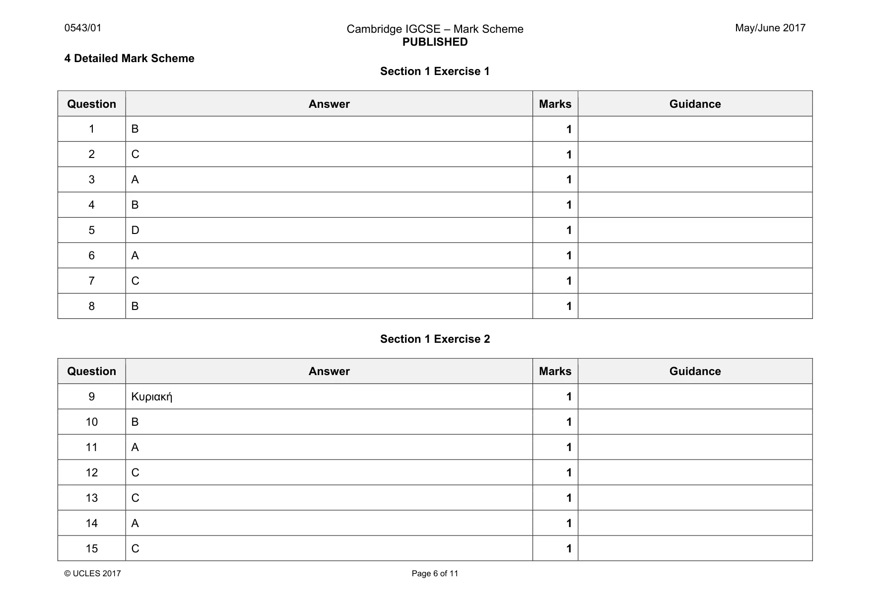 Mark scheme, page 6 of 11