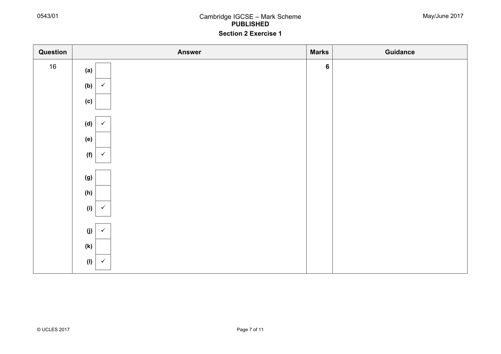 Mark scheme, page 7 of 11