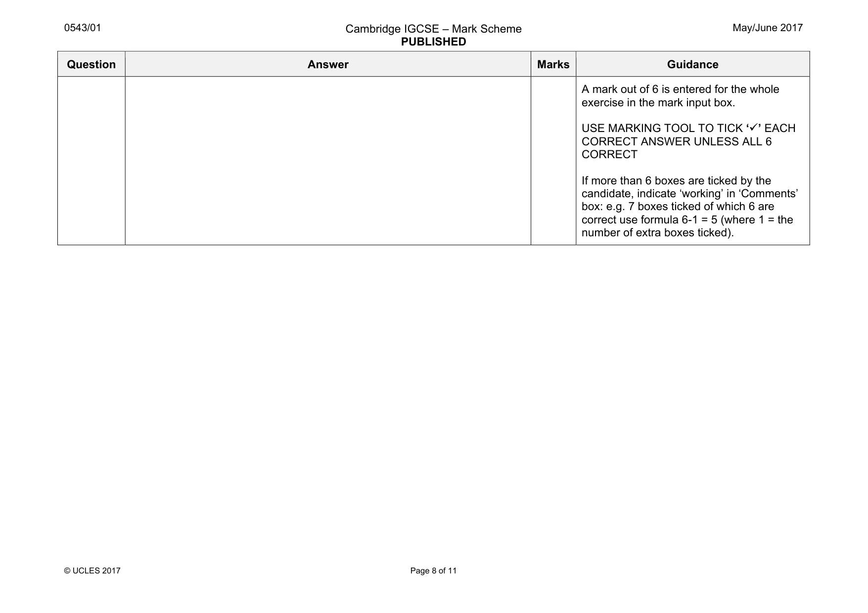 Mark scheme, page 8 of 11