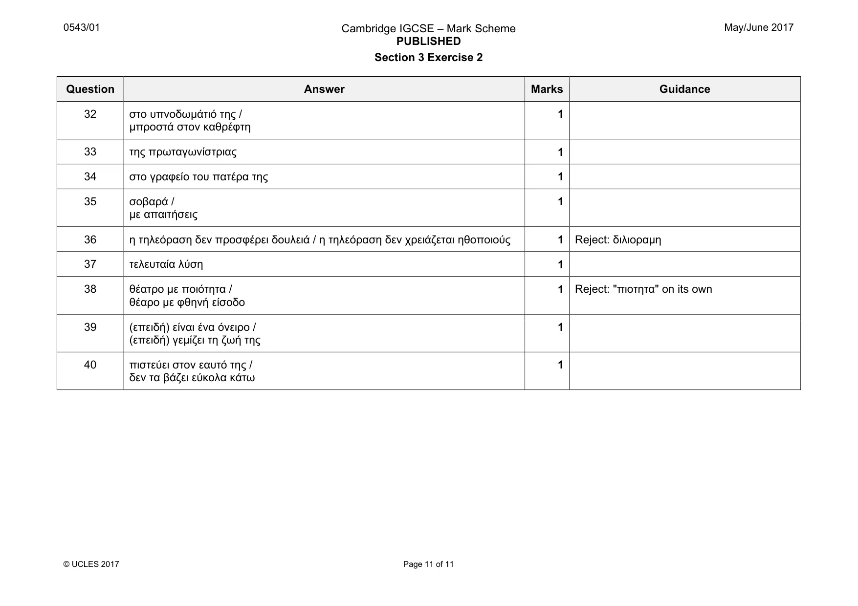 Mark scheme, page 11 of 11