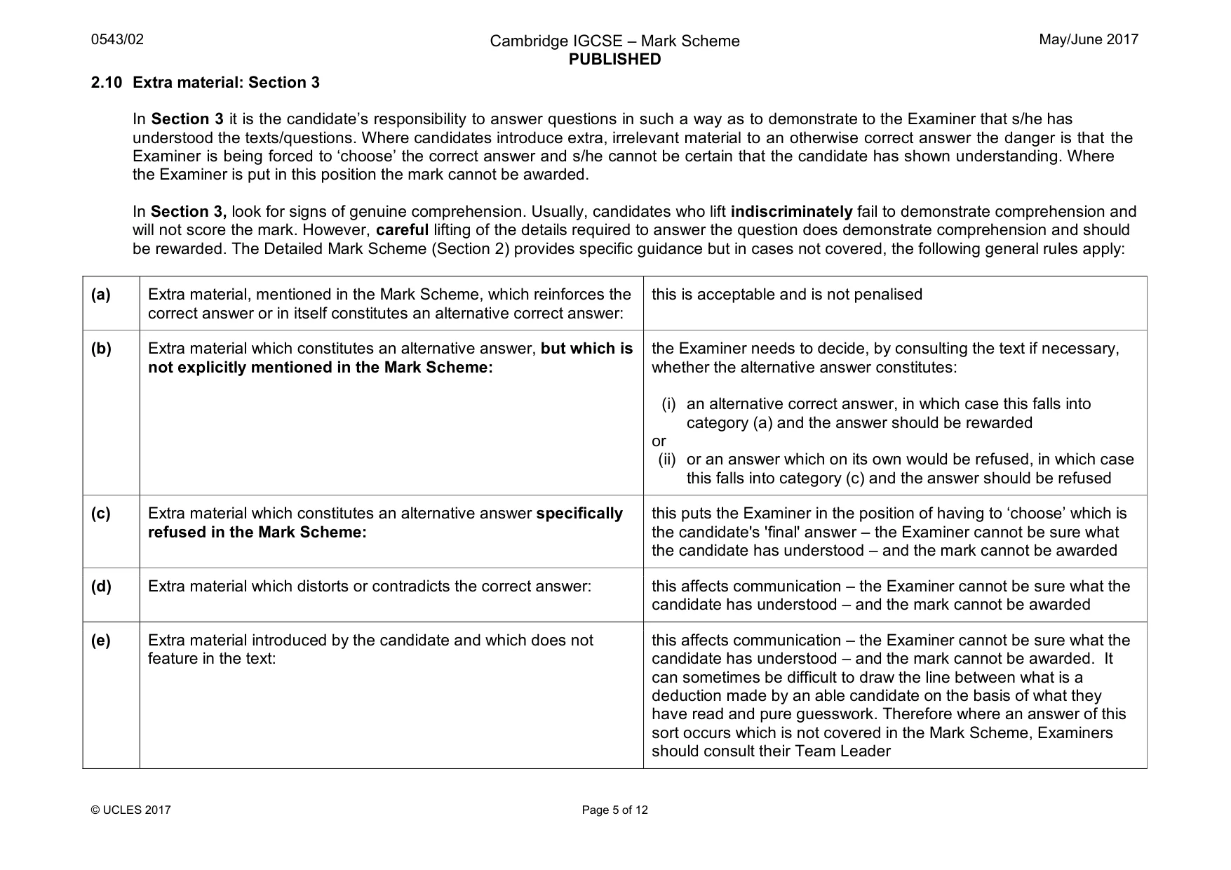 Mark scheme, page 5 of 12