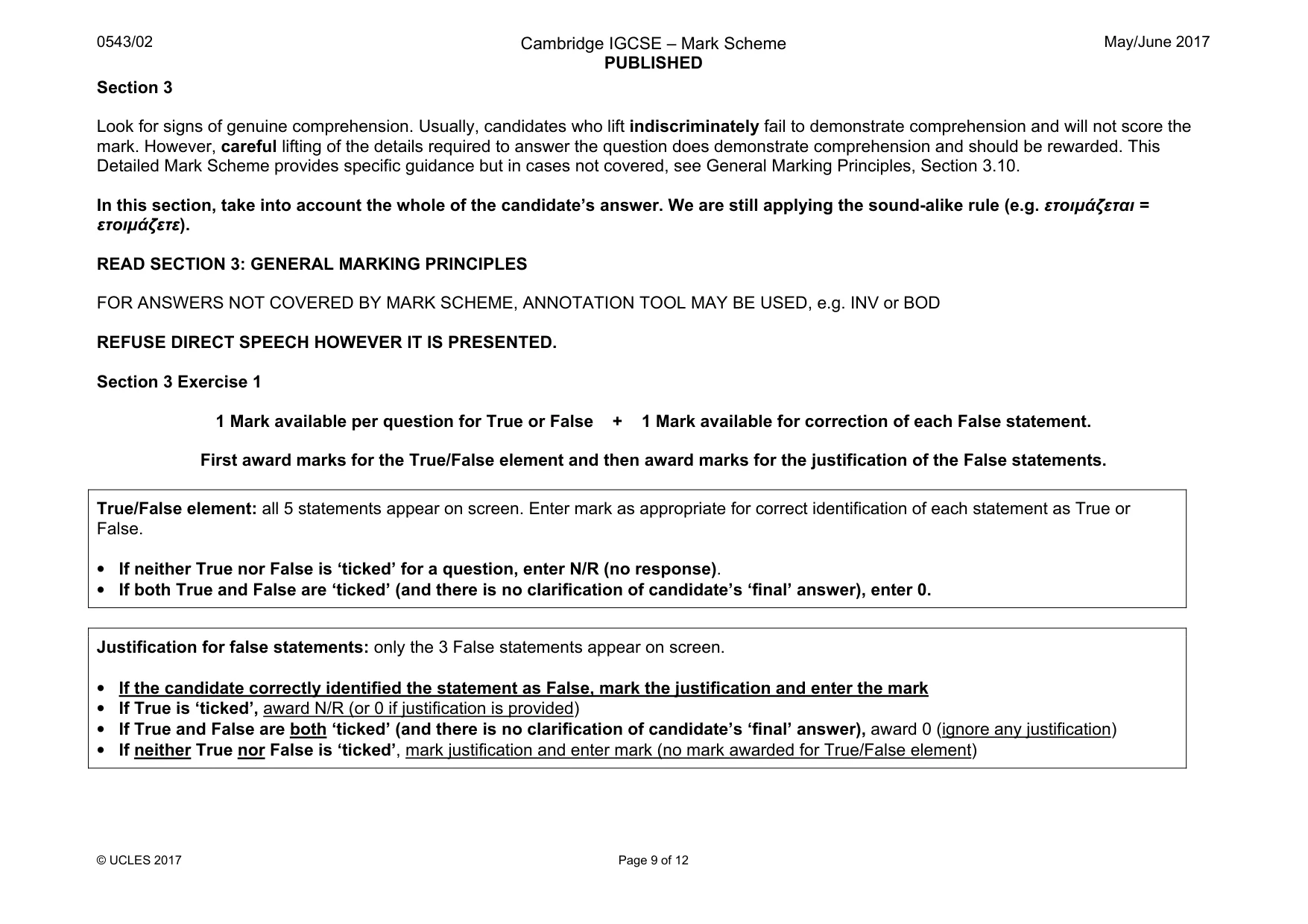 Mark scheme, page 9 of 12