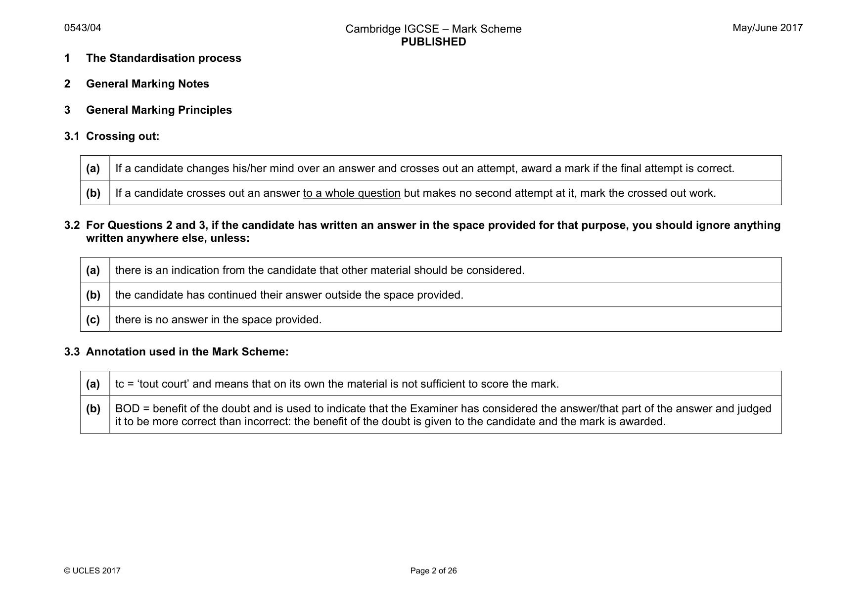 Mark scheme, page 2 of 26