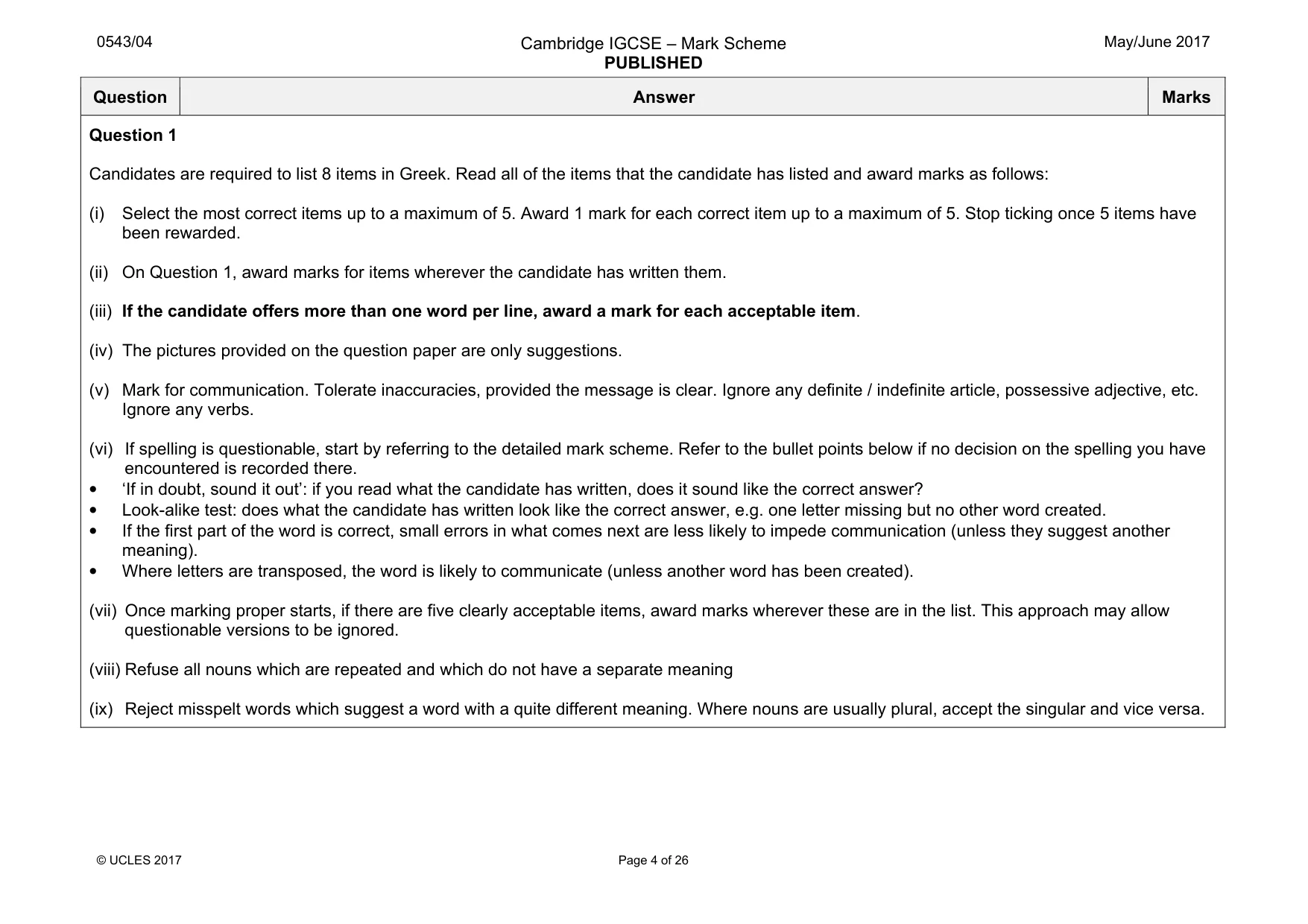 Mark scheme, page 4 of 26