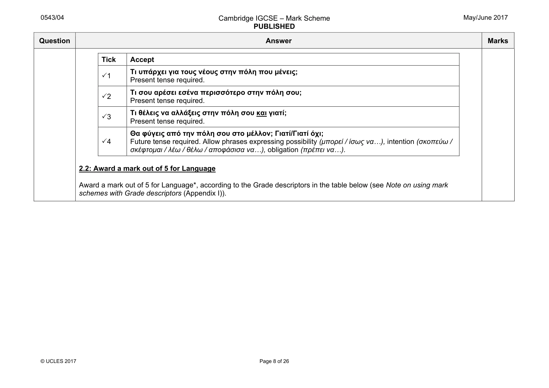 Mark scheme, page 8 of 26