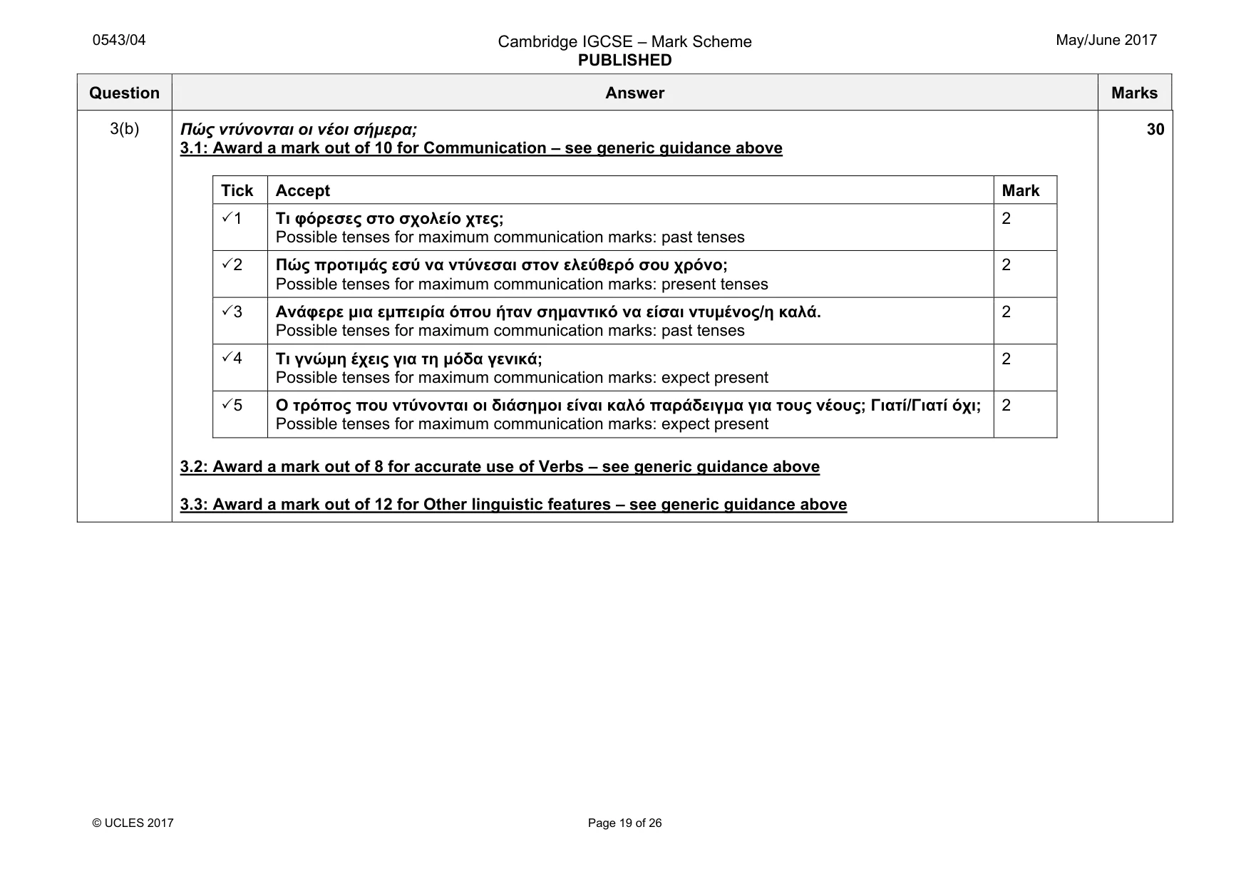 Mark scheme, page 19 of 26