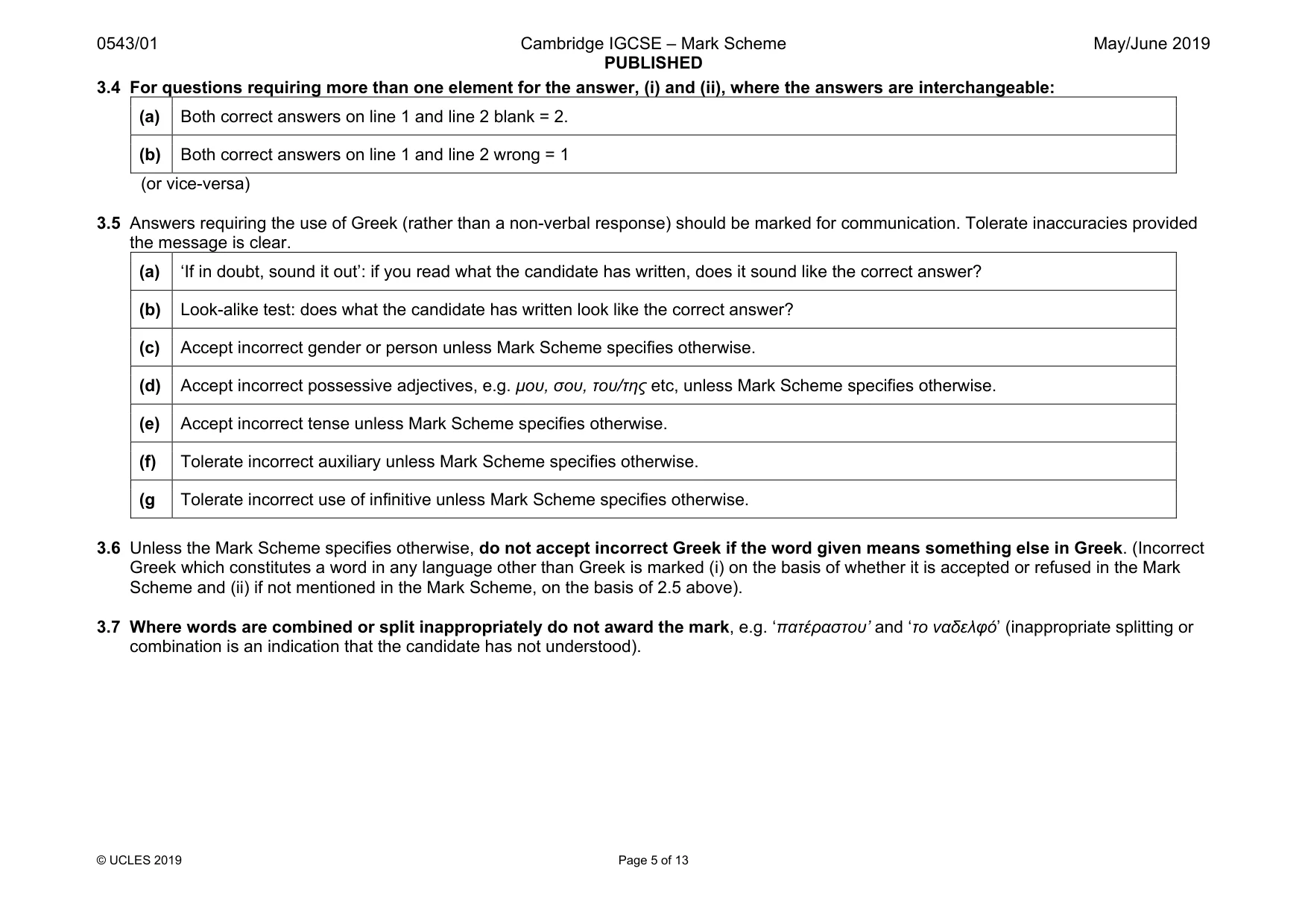 Mark scheme, page 5 of 13