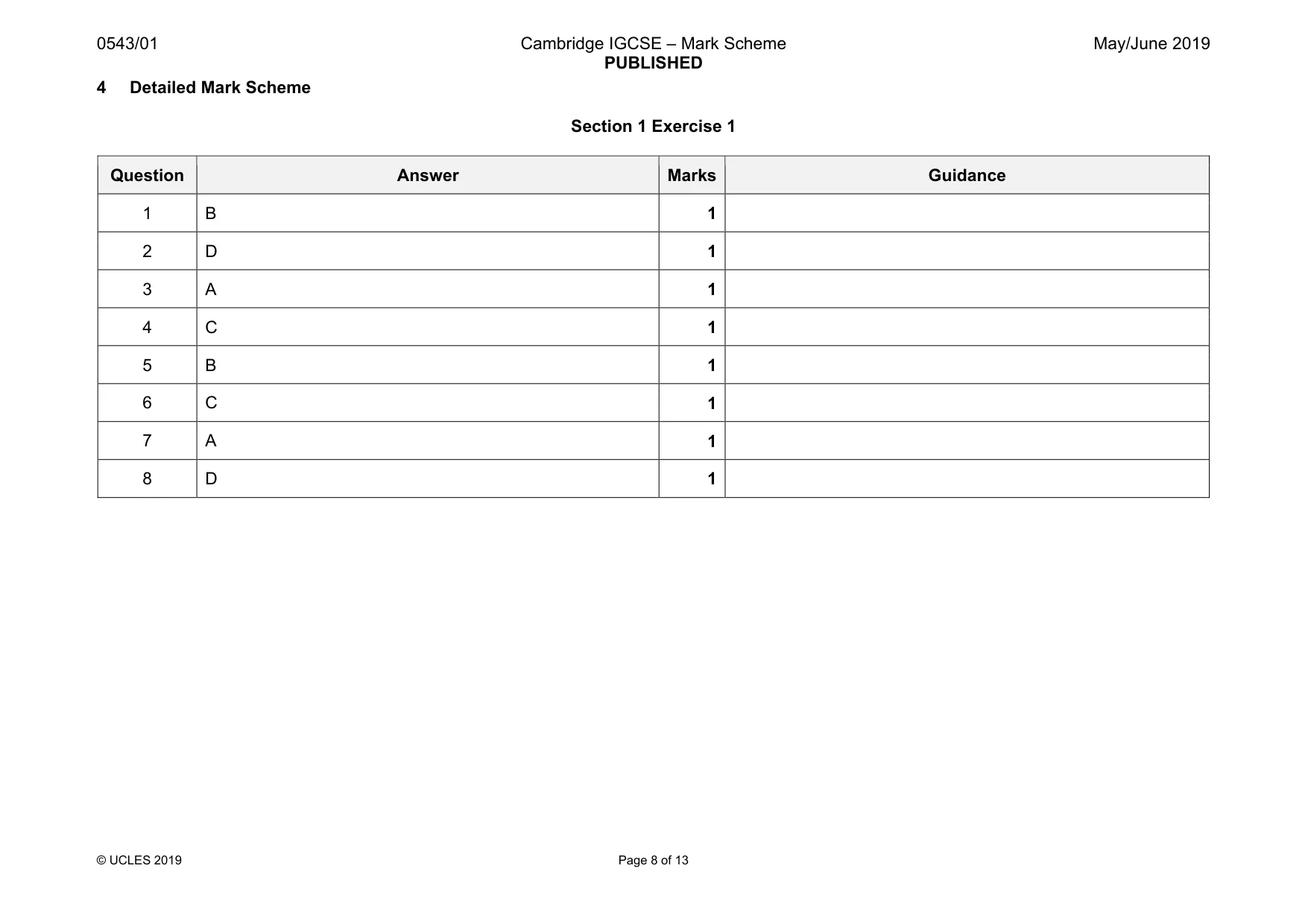 Mark scheme, page 8 of 13