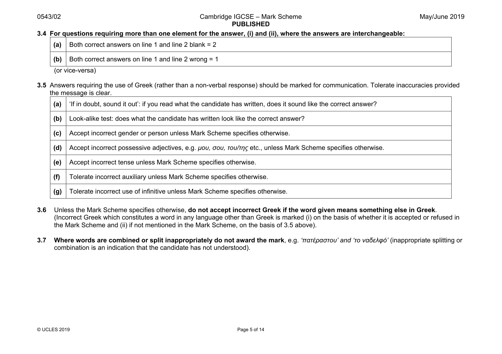 Mark scheme, page 5 of 14