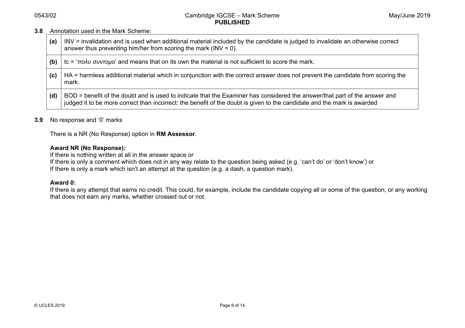 Mark scheme, page 6 of 14