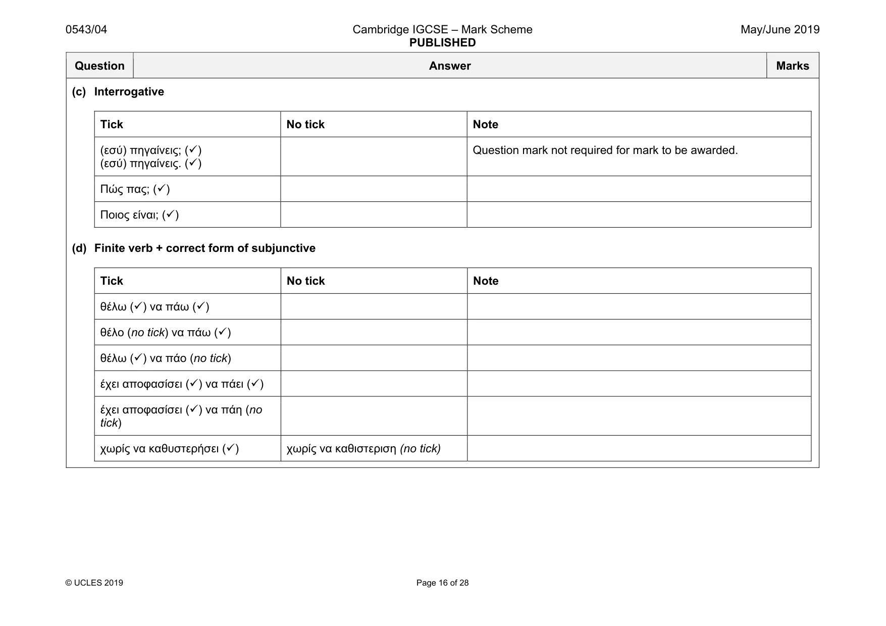 Mark scheme, page 16 of 28