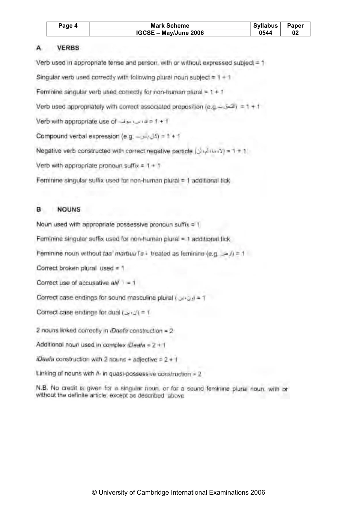 Mark scheme, page 5 of 10