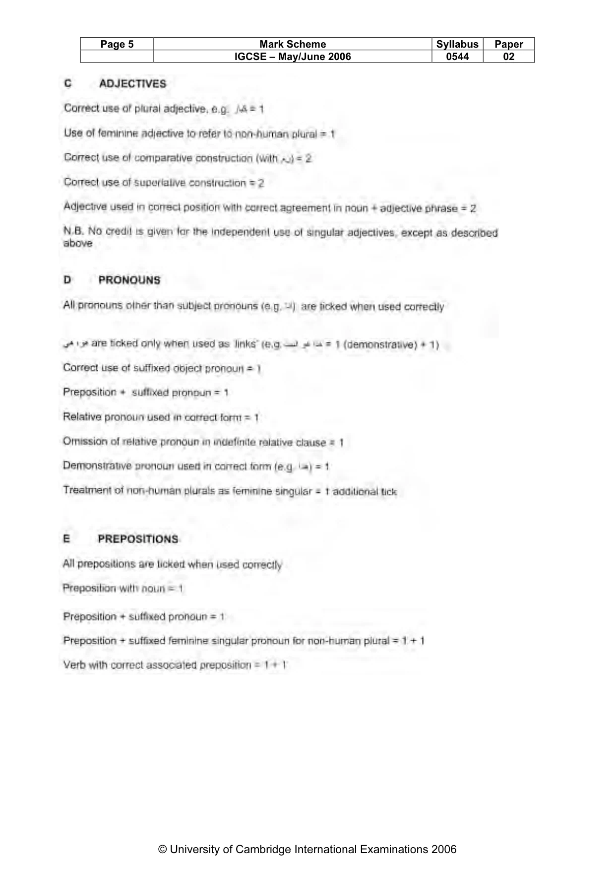 Mark scheme, page 6 of 10