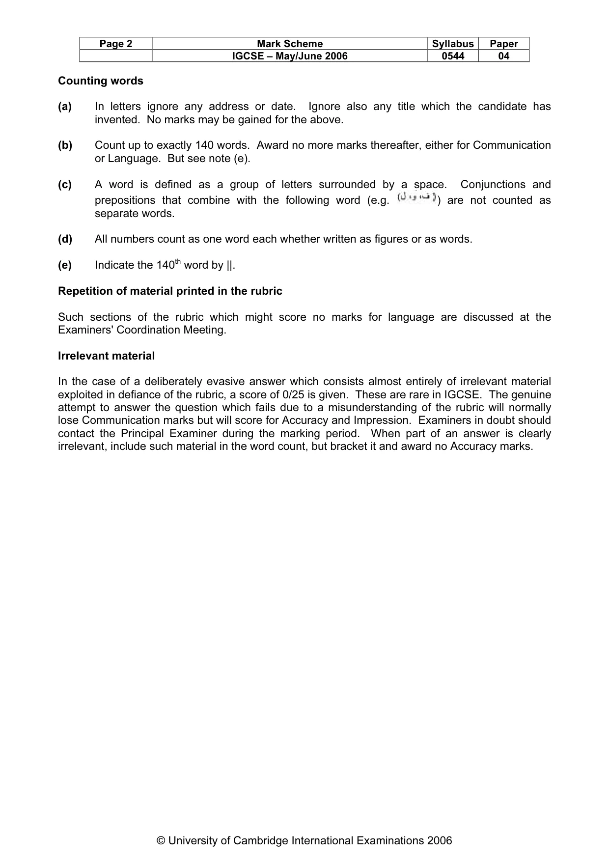 Mark scheme, page 3 of 9