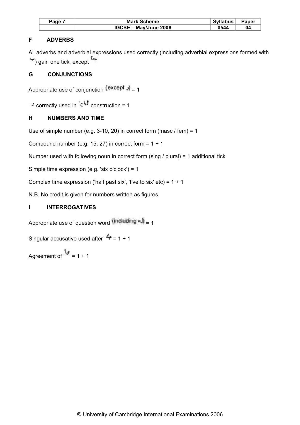 Mark scheme, page 8 of 9