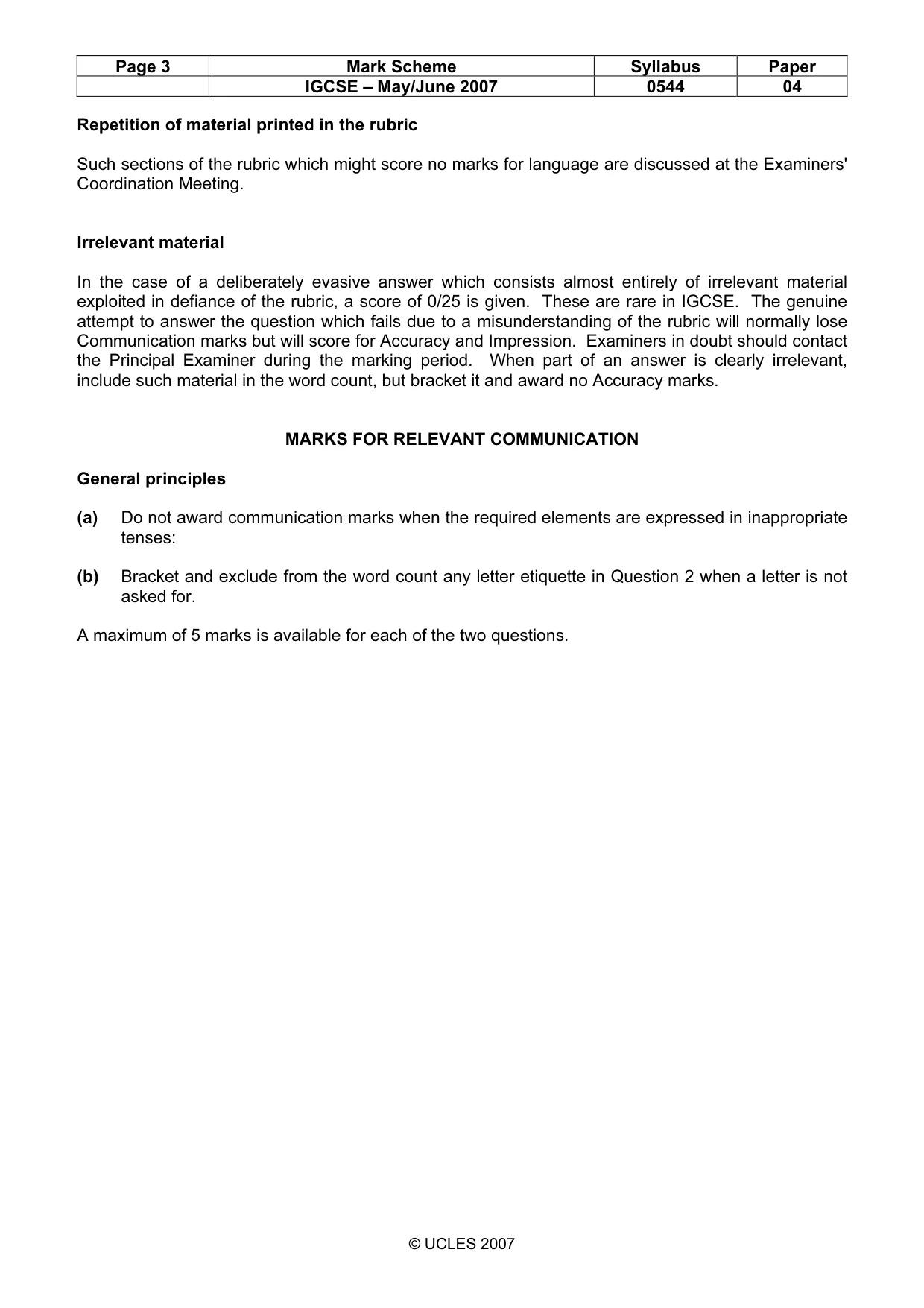 Mark scheme, page 3 of 7