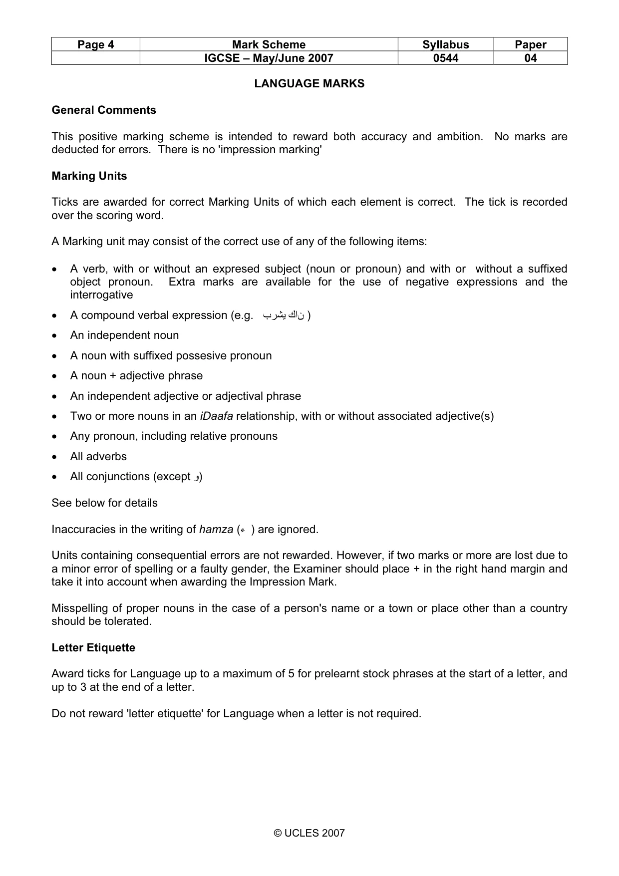 Mark scheme, page 4 of 7