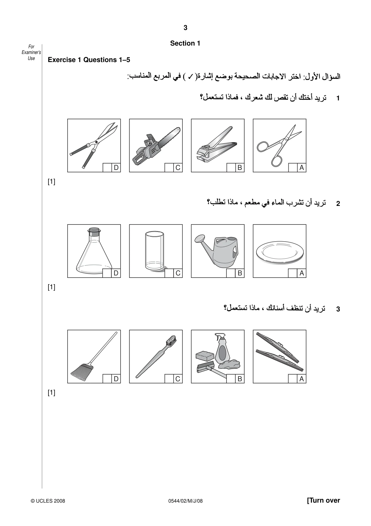 Cambridge IGCSE Arabic - Foreign Language 0544 2008 May/June Paper 2 · Variant 1 question paper, page 3 of 16