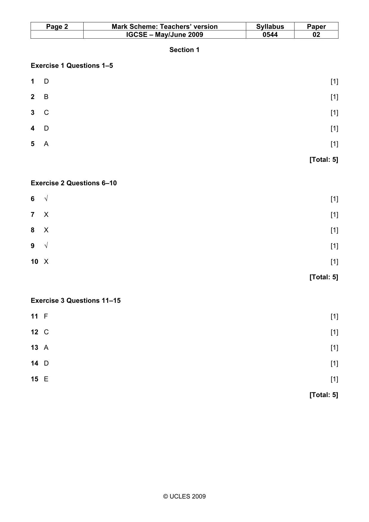 Mark scheme, page 2 of 7