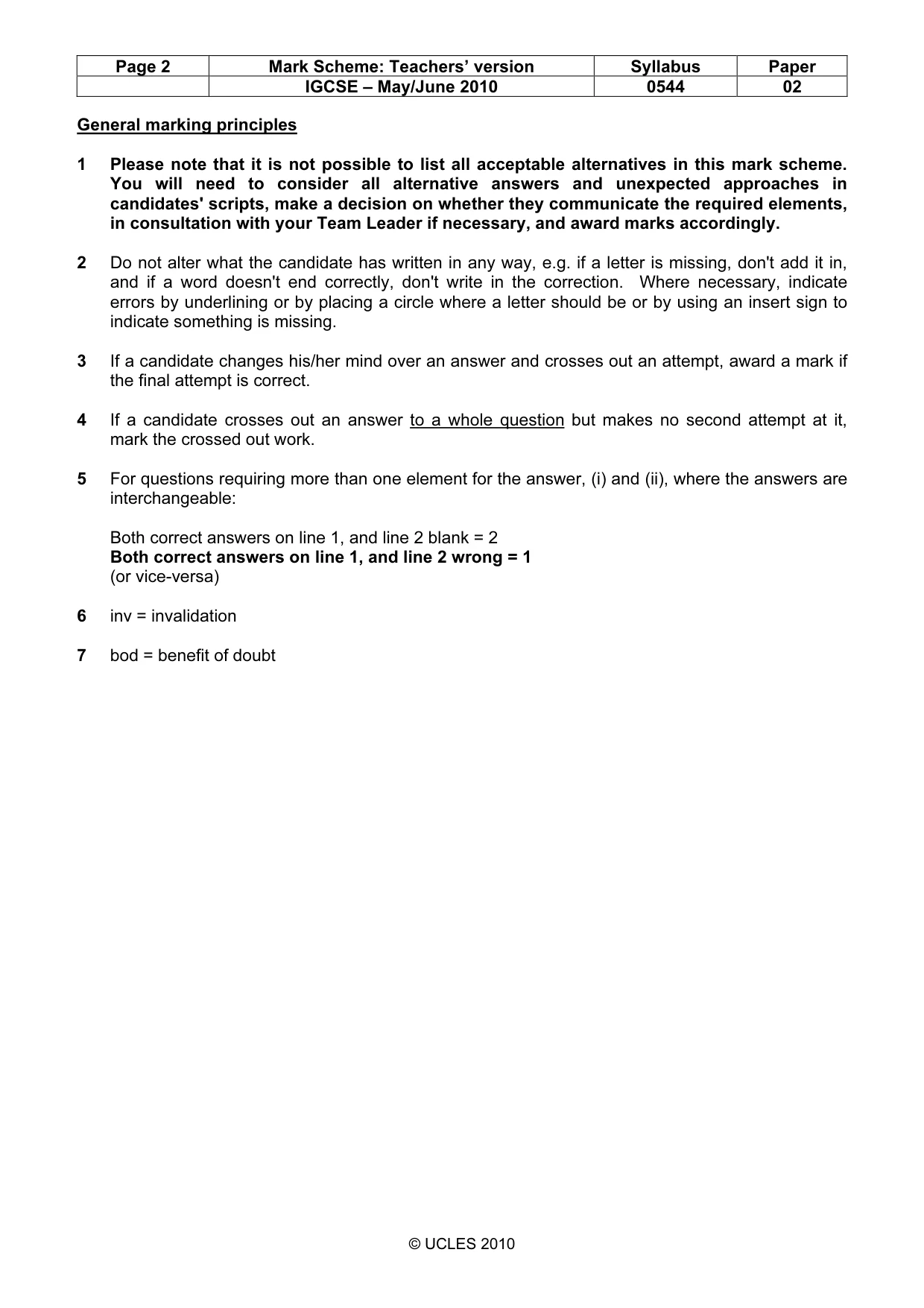 Mark scheme, page 2 of 10