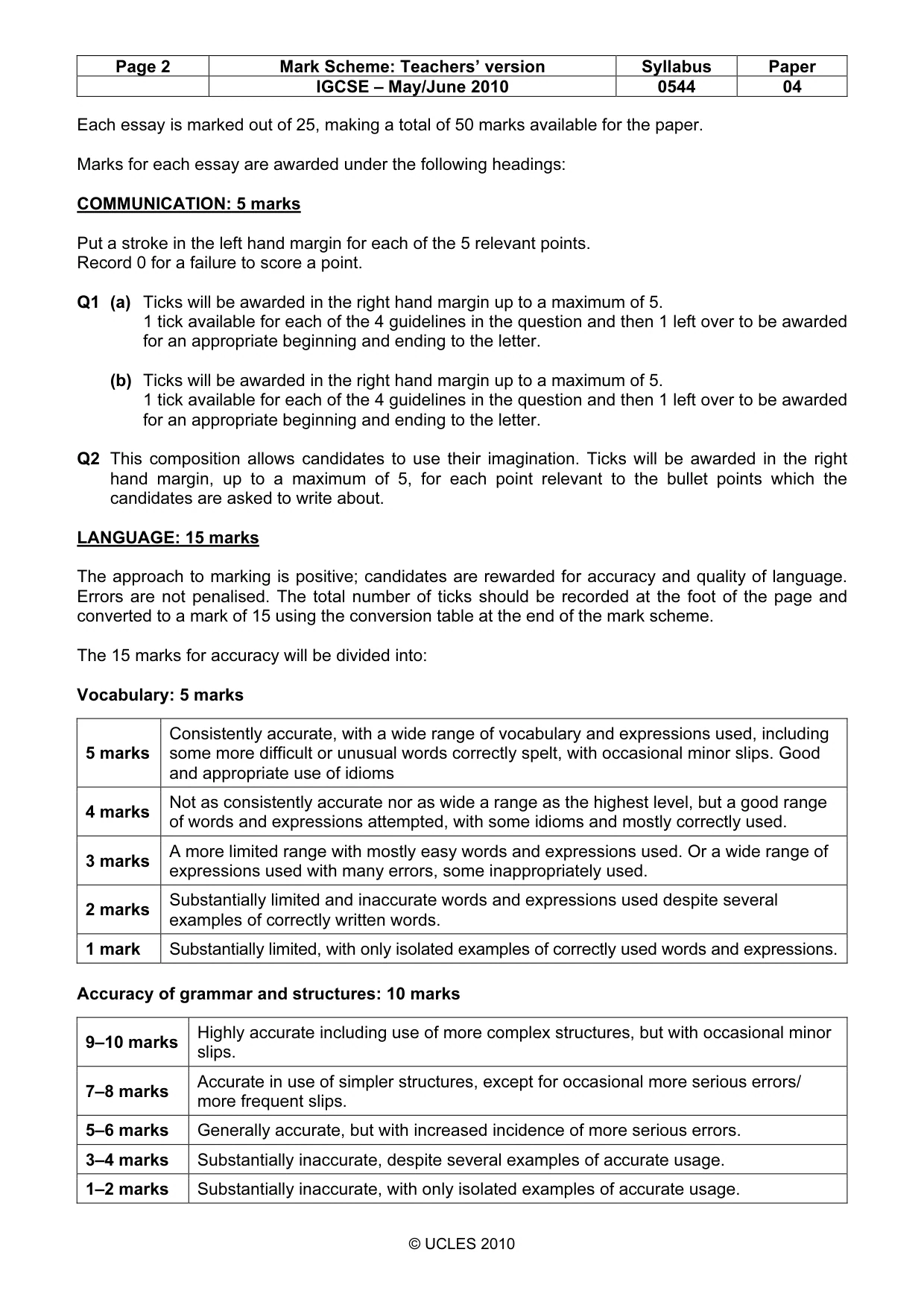 Mark scheme, page 2 of 8