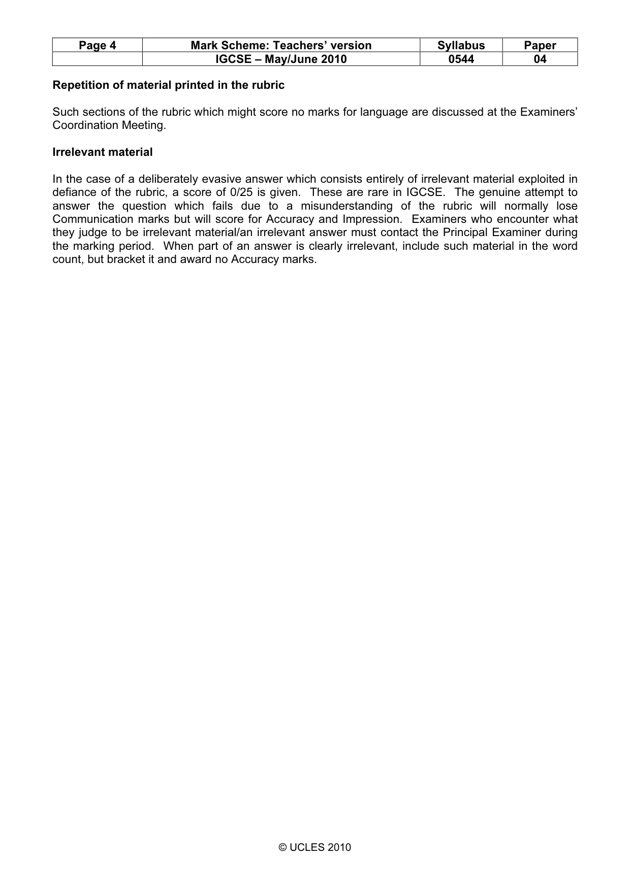 Mark scheme, page 4 of 8