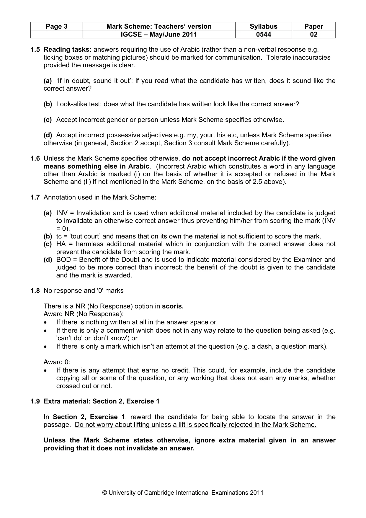 Mark scheme, page 3 of 10