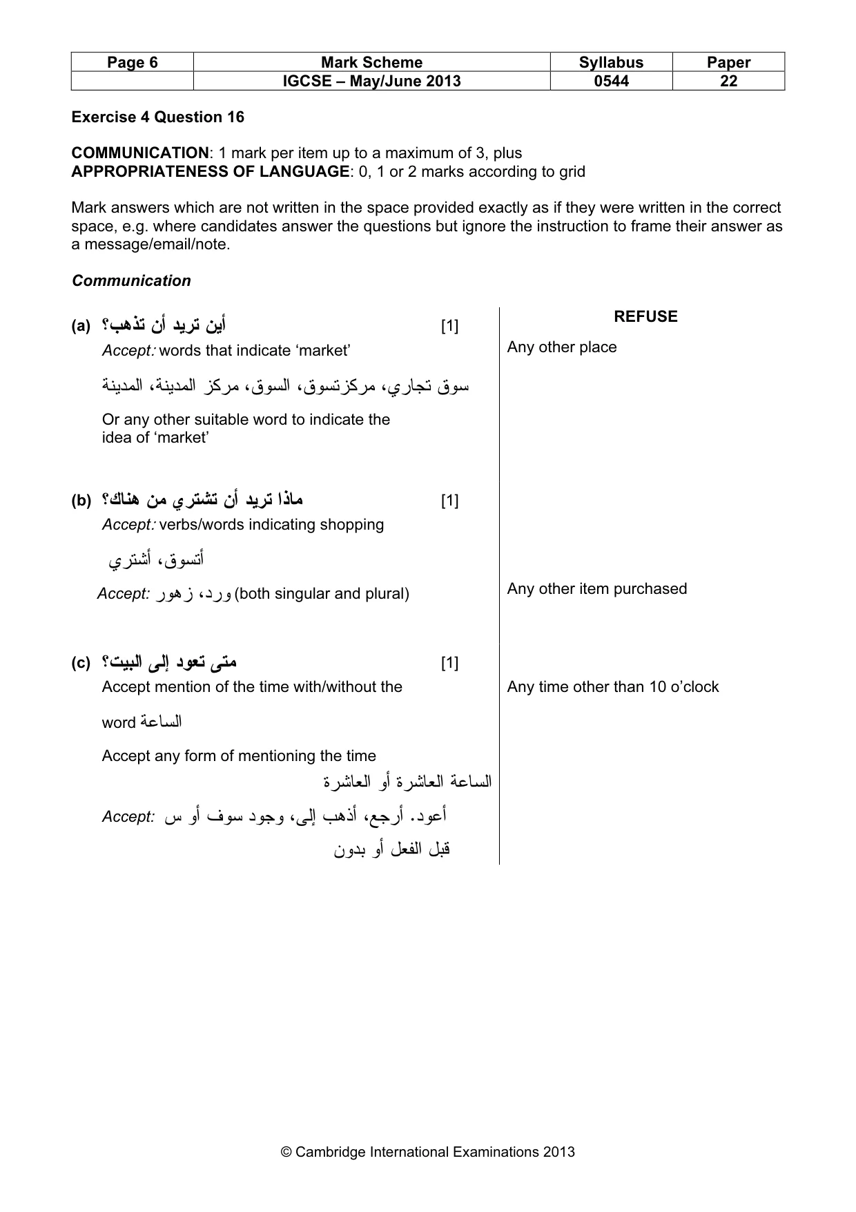 Mark scheme, page 6 of 12