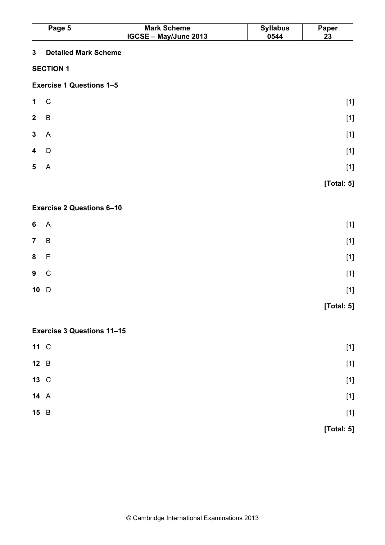 Mark scheme, page 5 of 10