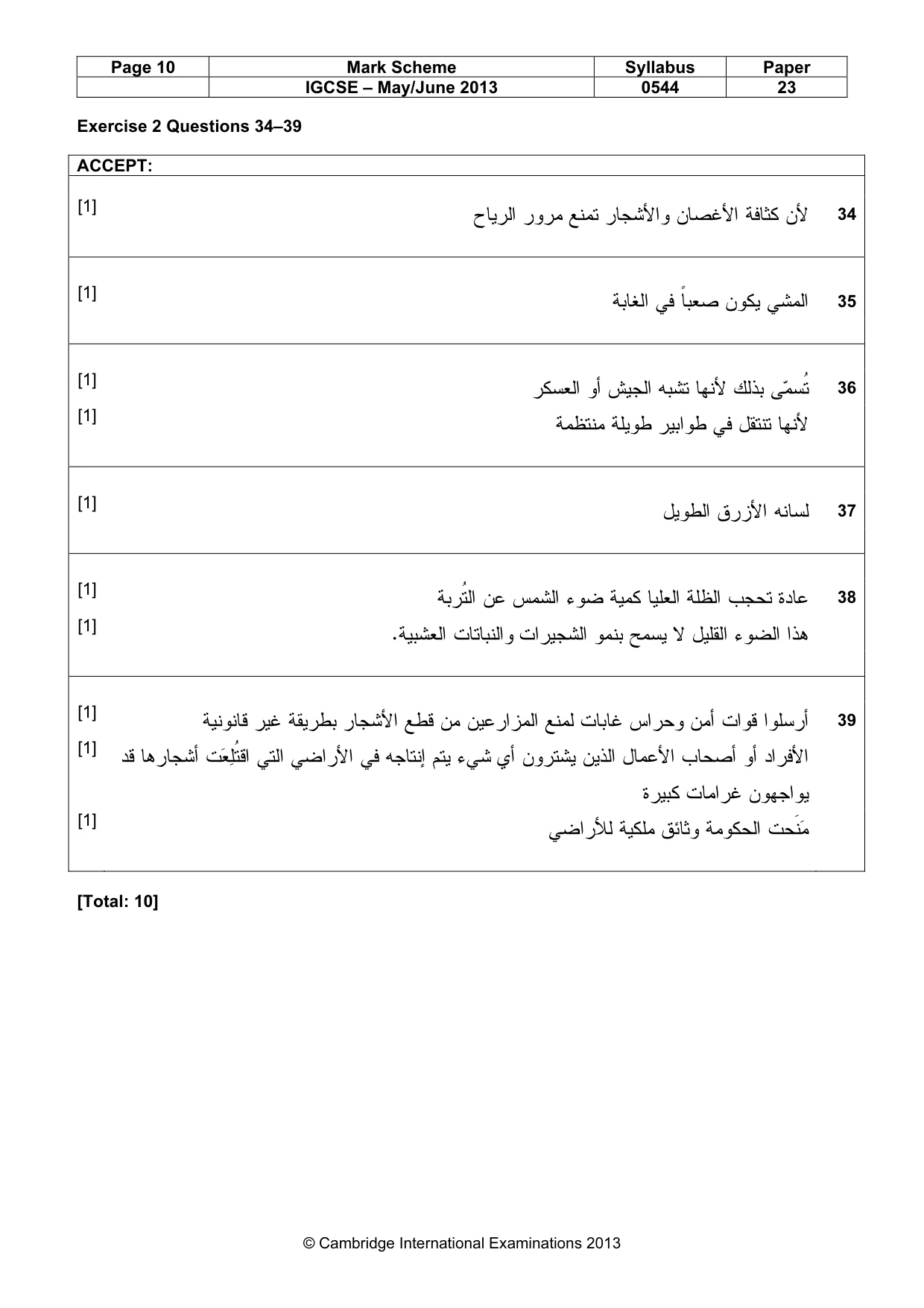 Mark scheme, page 10 of 10