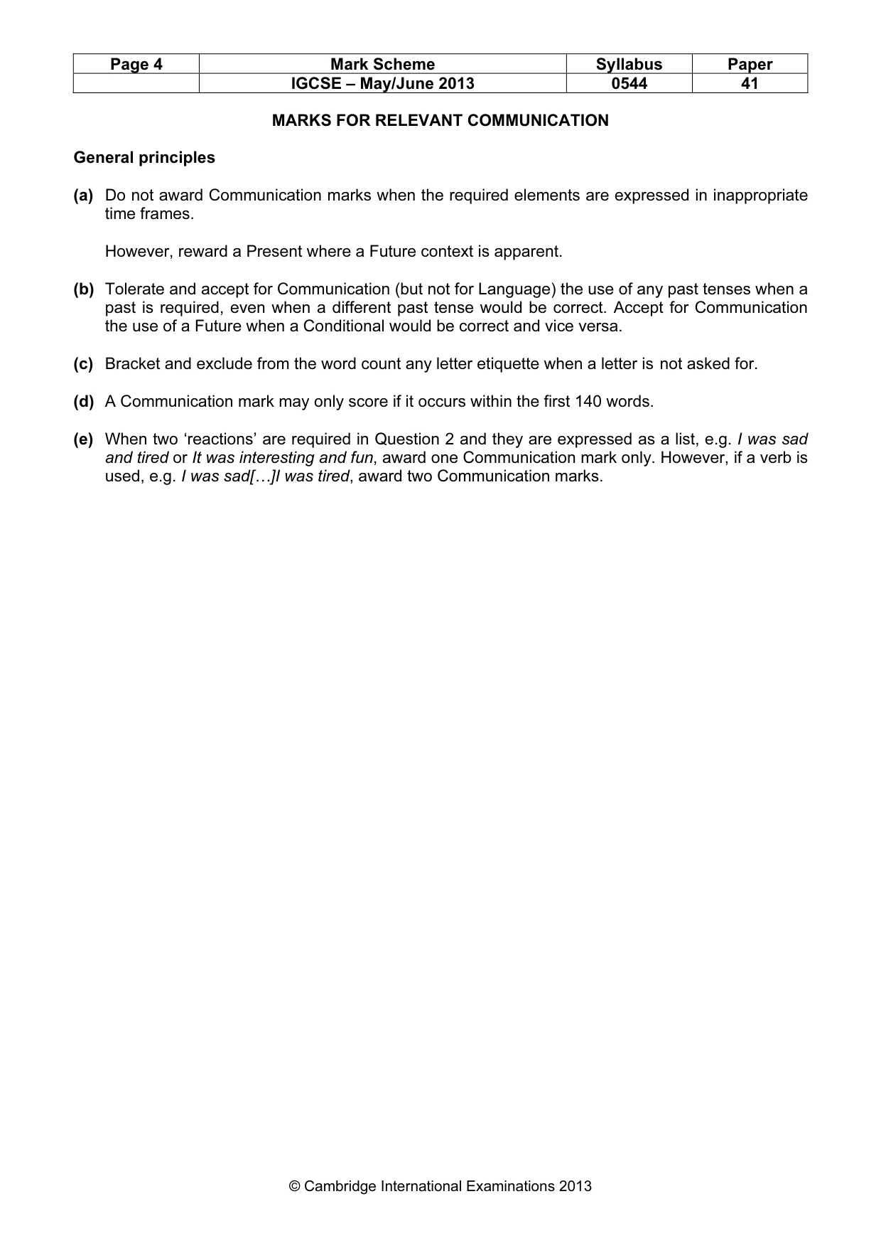 Mark scheme, page 4 of 9
