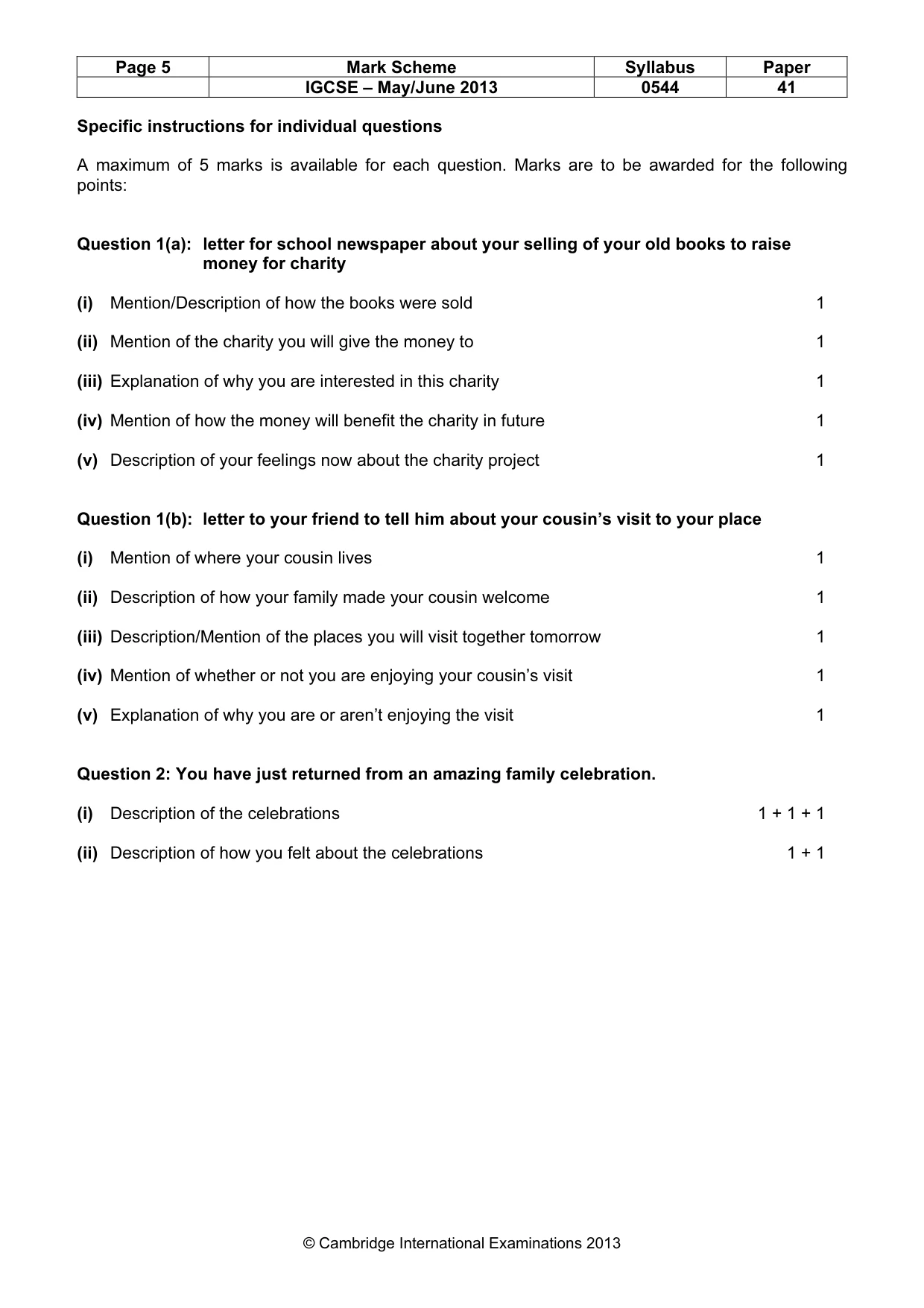 Mark scheme, page 5 of 9