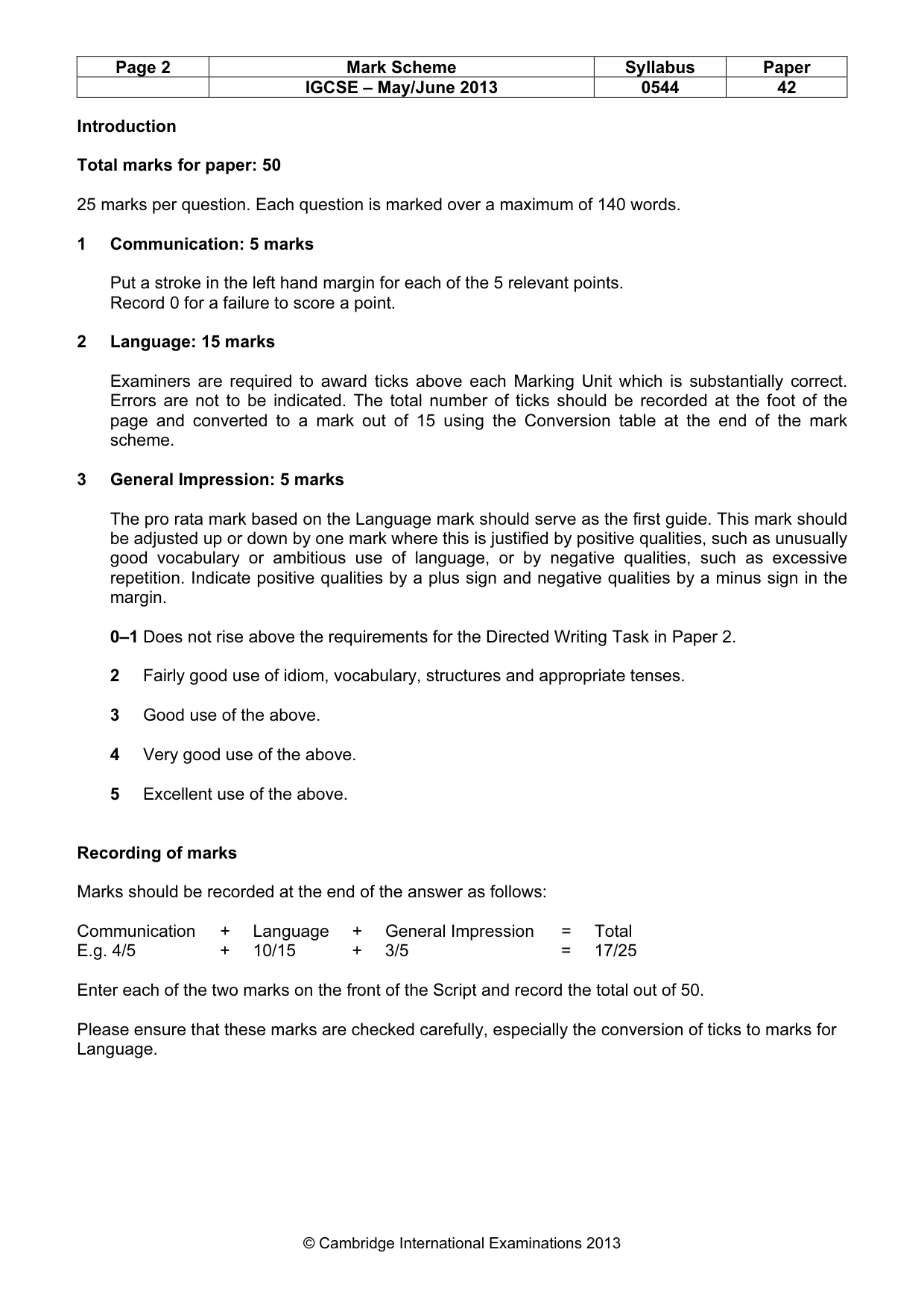 Mark scheme, page 2 of 9